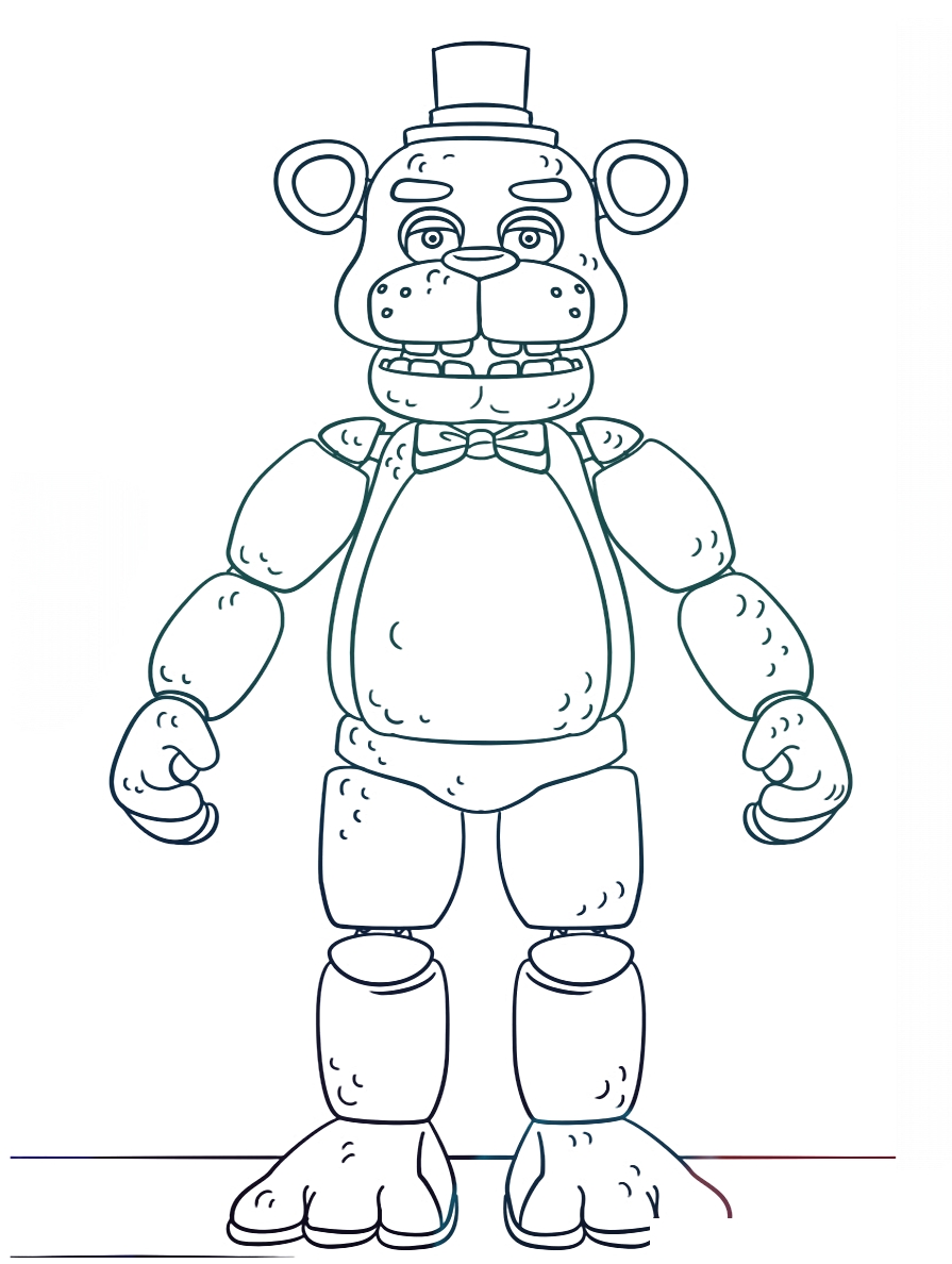Аниматроник Фредди №1383. Популярные раскраски. ФНАФ FNAF (Five Nights at Freddy’s) и Аниматроники.