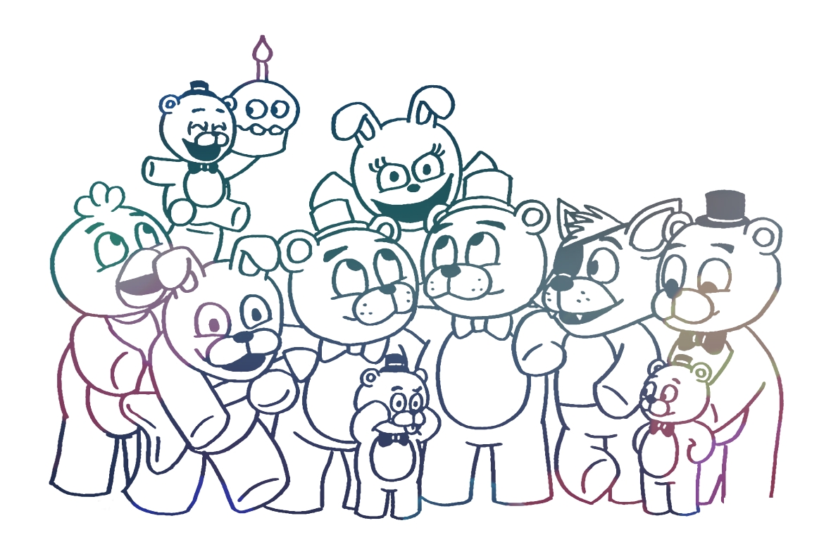 Игрушечные аниматроники №1390. Популярные раскраски. ФНАФ FNAF (Five Nights at Freddy’s) и Аниматроники.