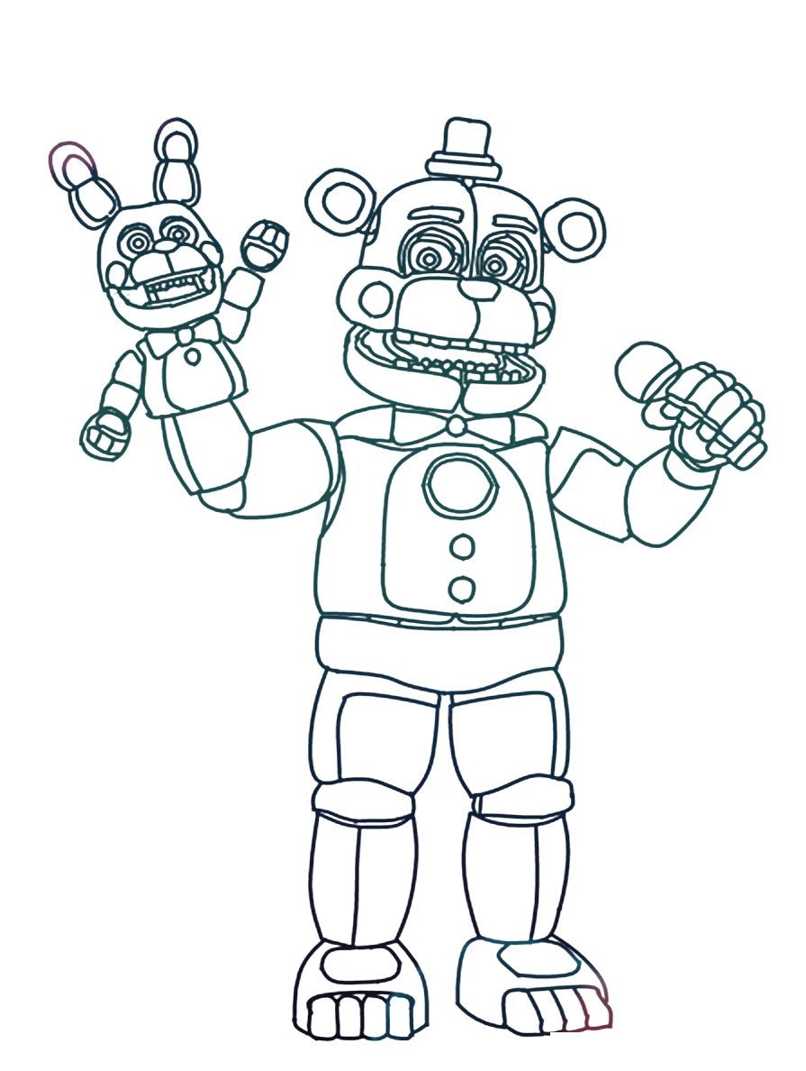 Приветствие Фредди со сцены №1376. Популярные раскраски. ФНАФ FNAF (Five Nights at Freddy’s) и Аниматроники.