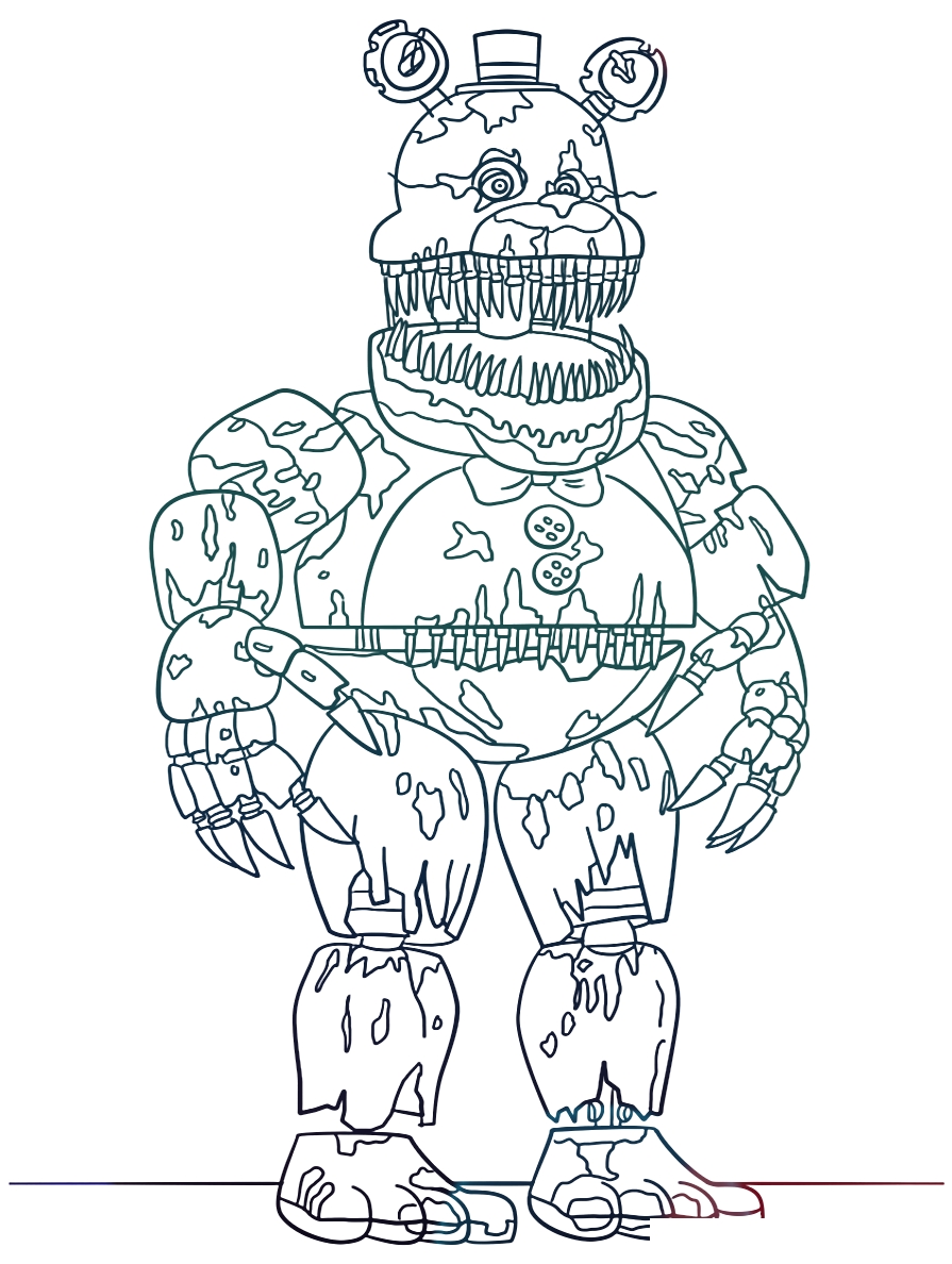 Разлагающийся Фредди №1382. Популярные раскраски. ФНАФ FNAF (Five Nights at Freddy’s) и Аниматроники.