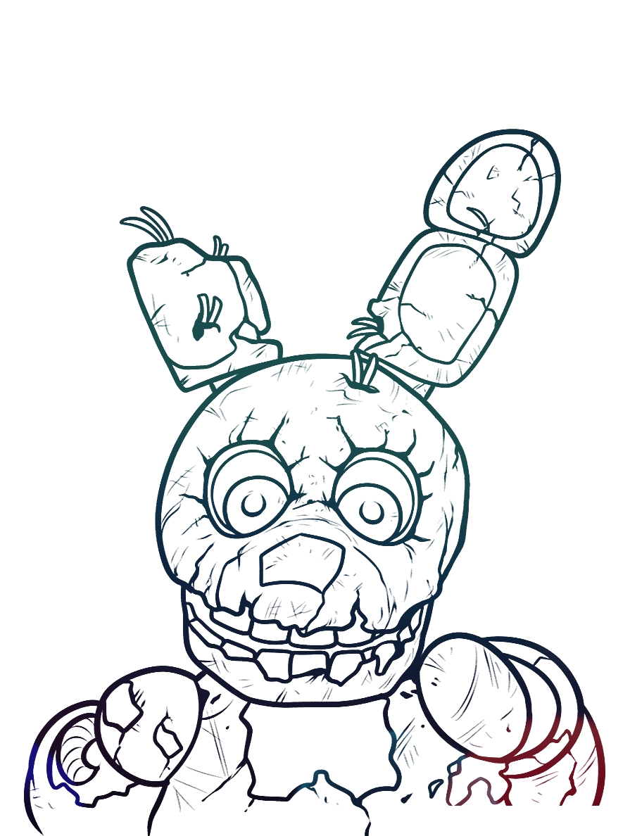 Старый Бонни №1396. Популярные раскраски. ФНАФ FNAF (Five Nights at Freddy’s) и Аниматроники.