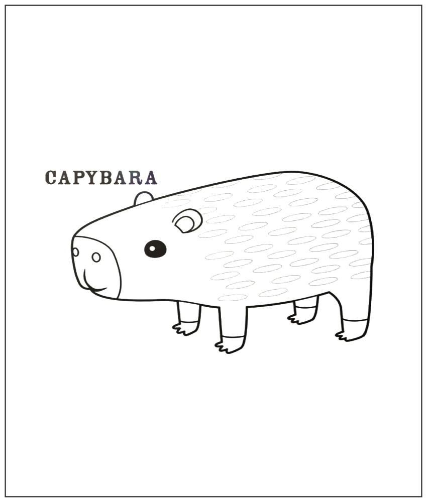 Смешная капибара №2249. Популярные раскраски. Капибары.