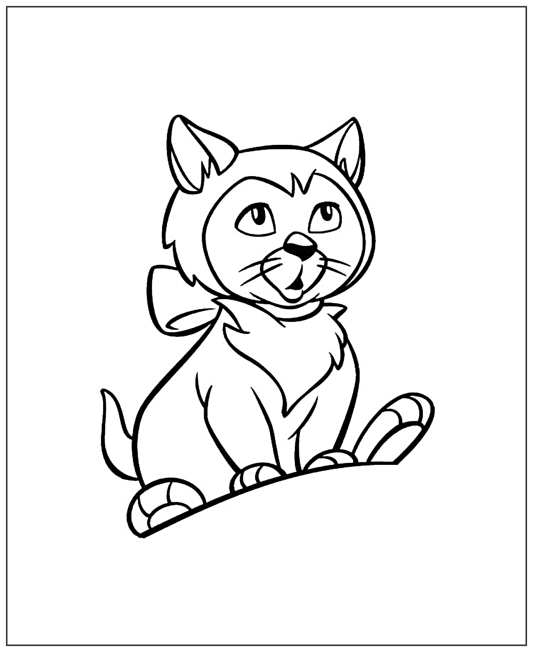 Кошка с бантом №1932. Популярные раскраски. Коты, кошки, котята.