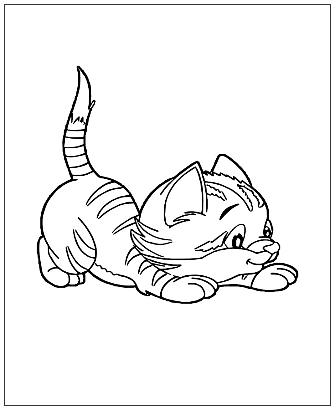 Игривый котенок №1933. Популярные раскраски. Коты, кошки, котята.