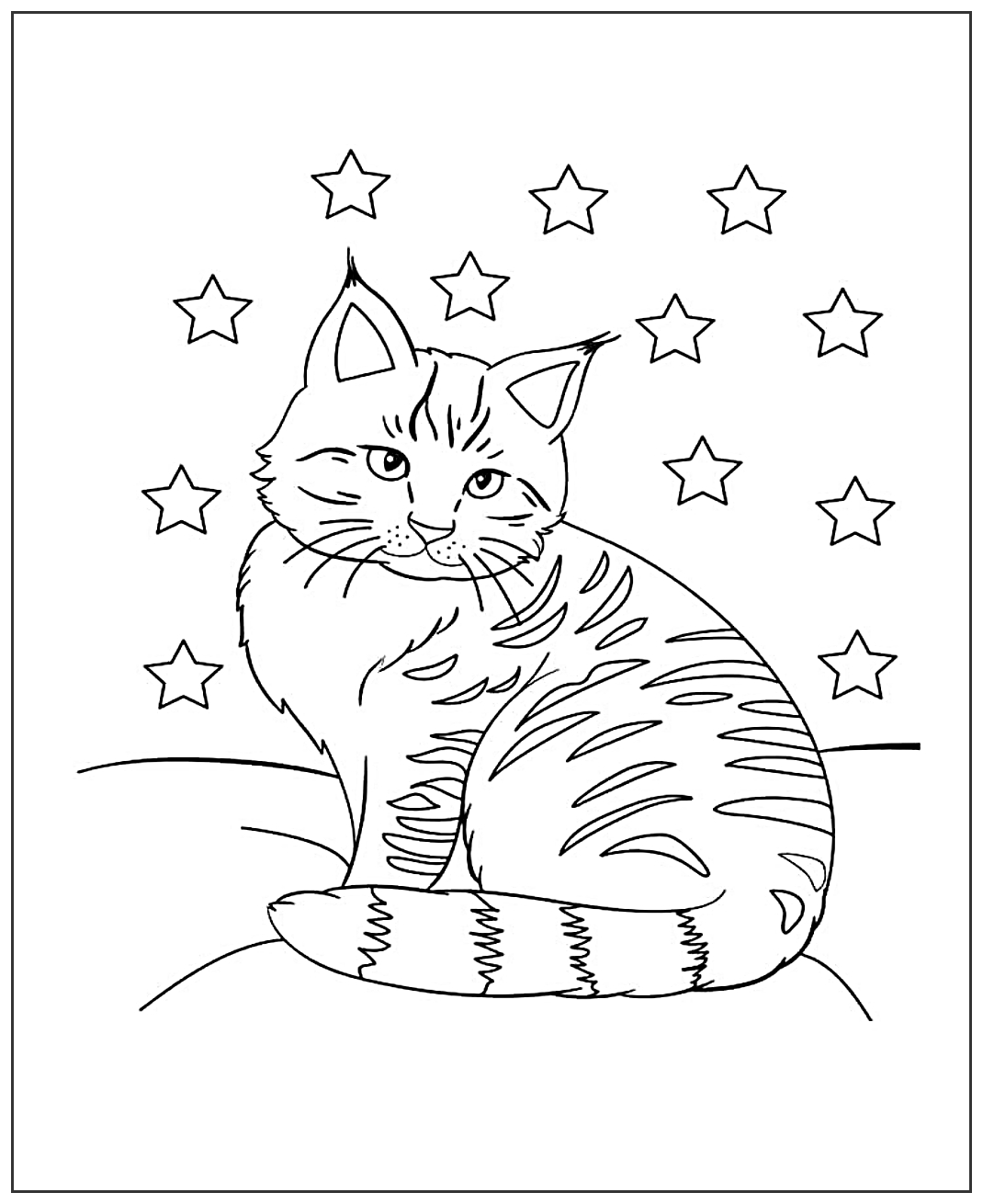 Ночная охотница №1939. Популярные раскраски. Коты, кошки, котята.