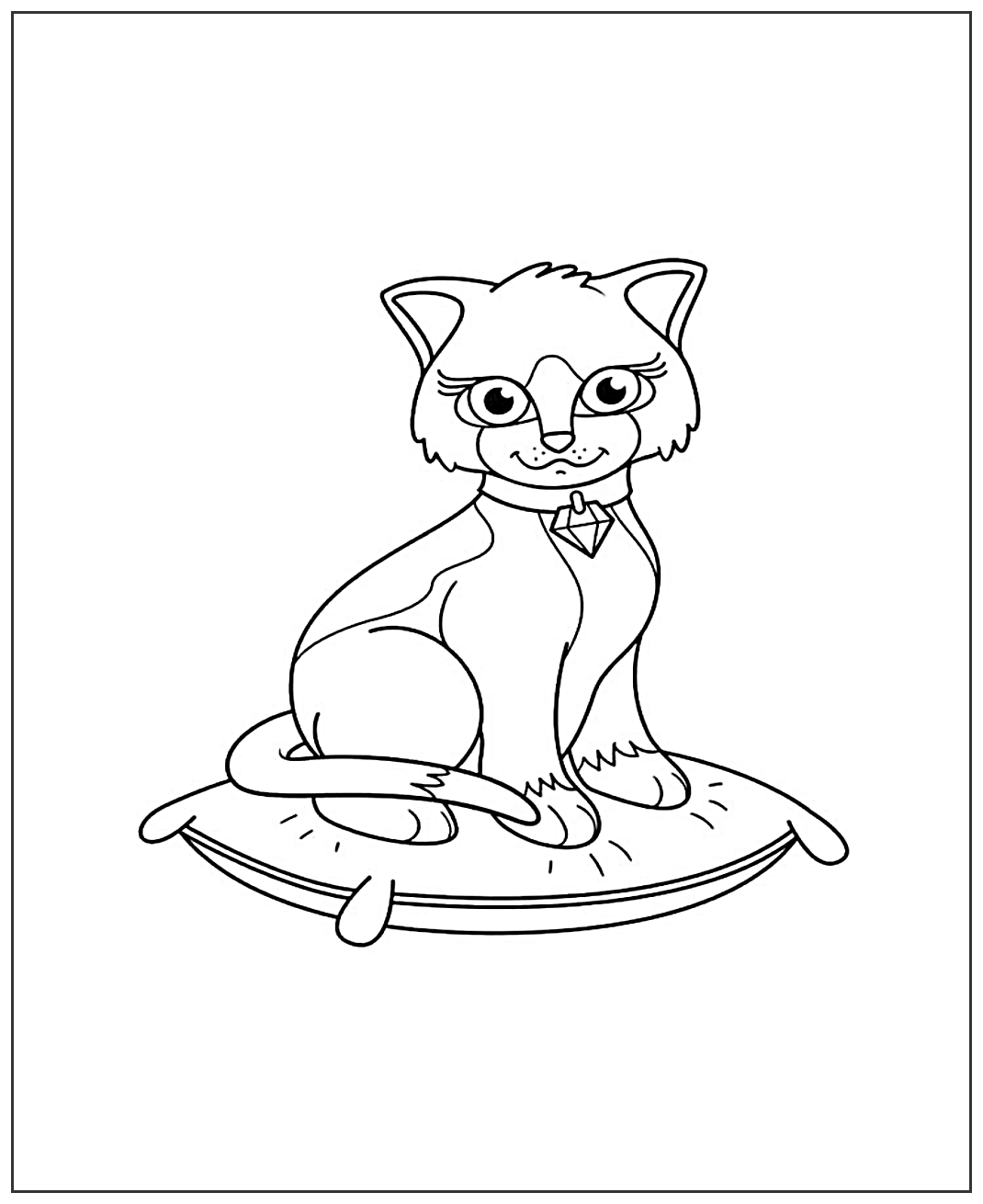 Котик на подушке №1948. Популярные раскраски. Коты, кошки, котята.