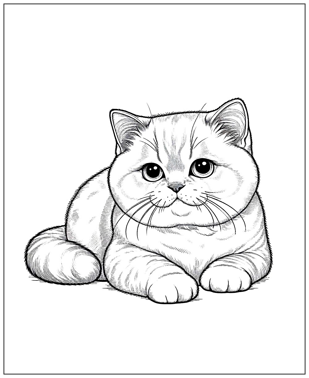 Шотландский кот №1970. Популярные раскраски. Коты, кошки, котята.