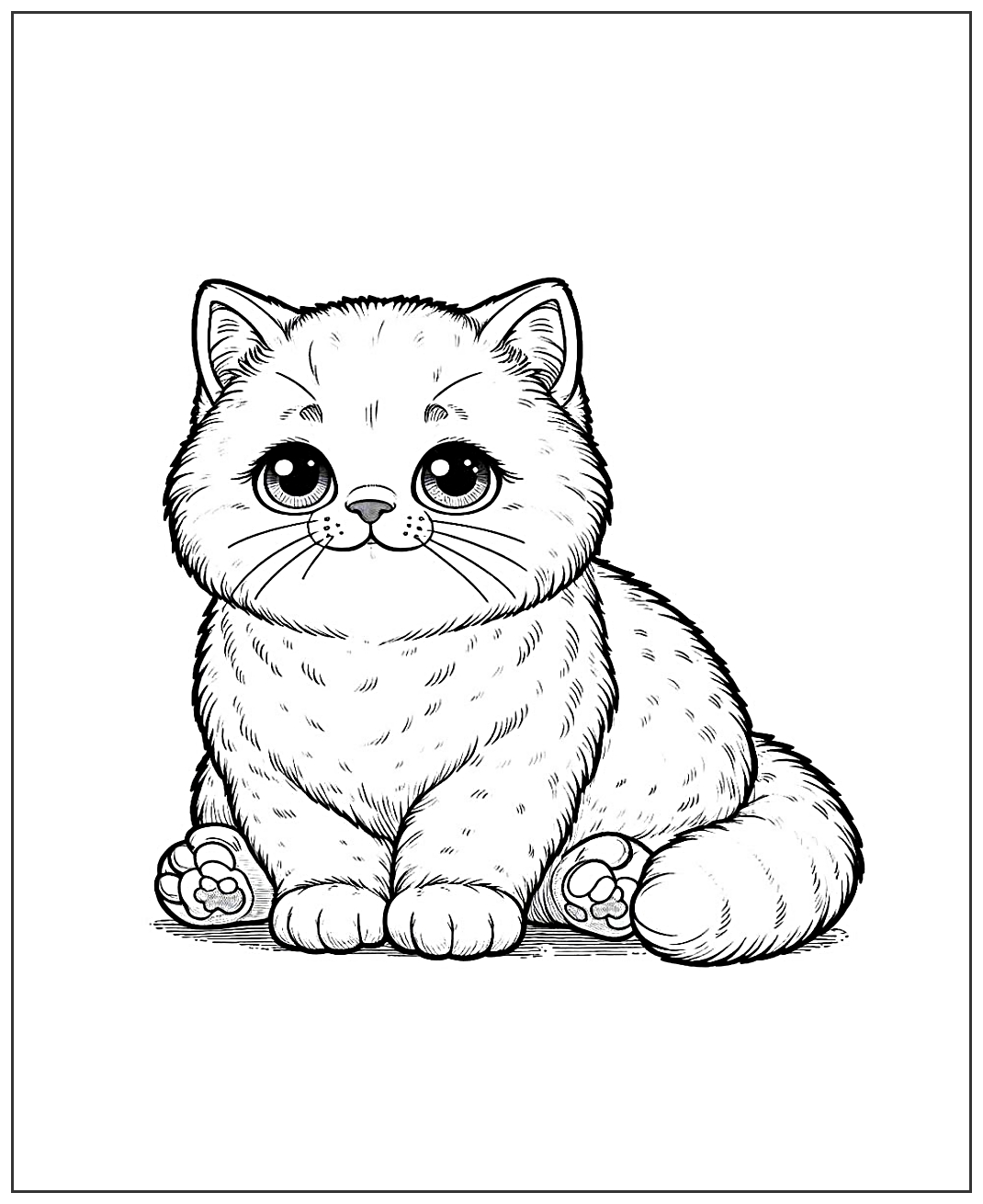 Пухленький котик №1974. Популярные раскраски. Коты, кошки, котята.