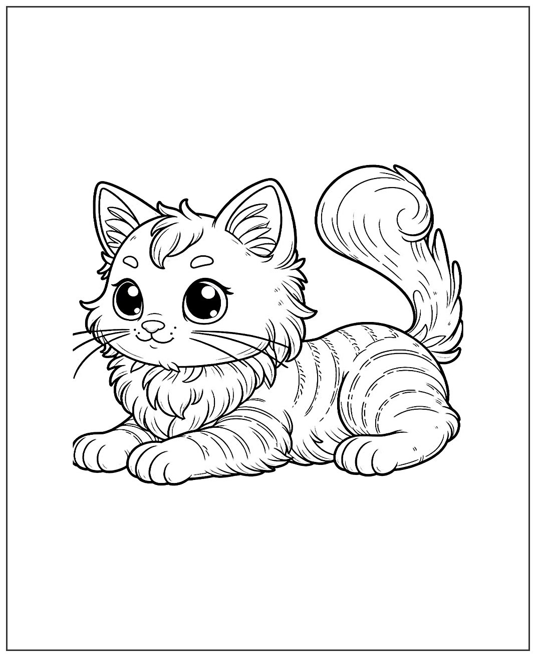 Котенок охотится №2010. Популярные раскраски. Коты, кошки, котята.