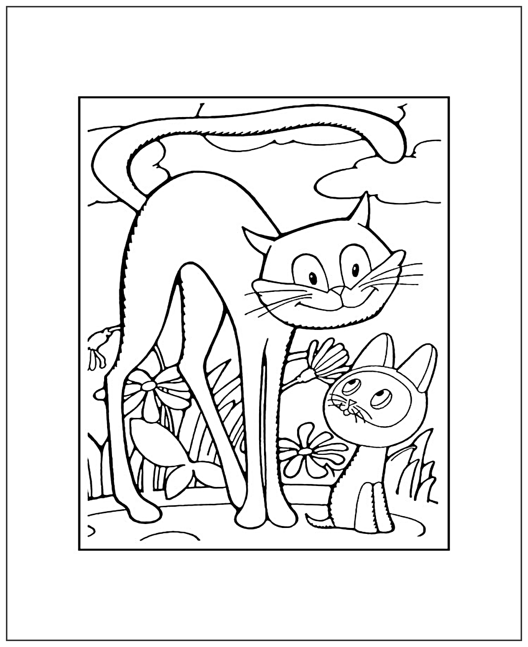 Кошки из мультика №2037. Популярные раскраски. Коты, кошки, котята.