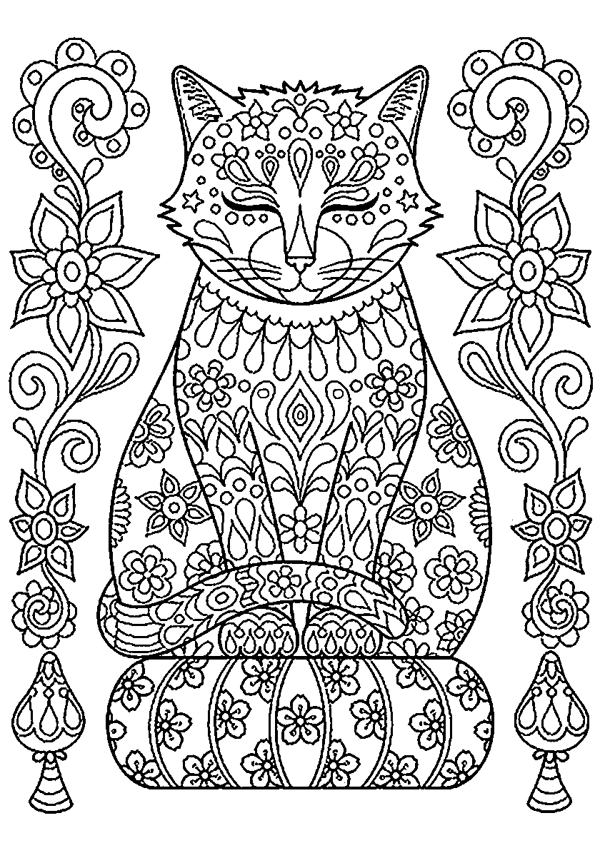 Кот мандала №99. Популярные раскраски. Коты, кошки, котята.