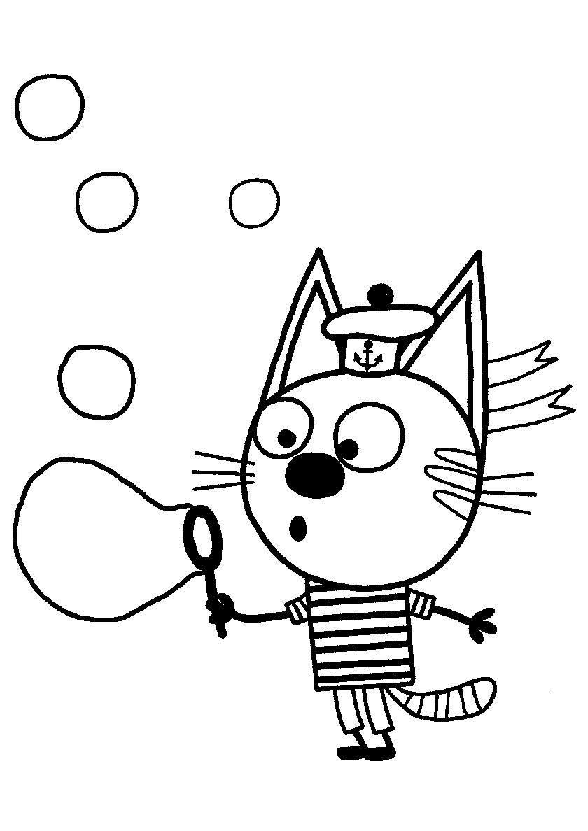 Коржик и мыльные пузыри №542. Популярные раскраски. Три кота.