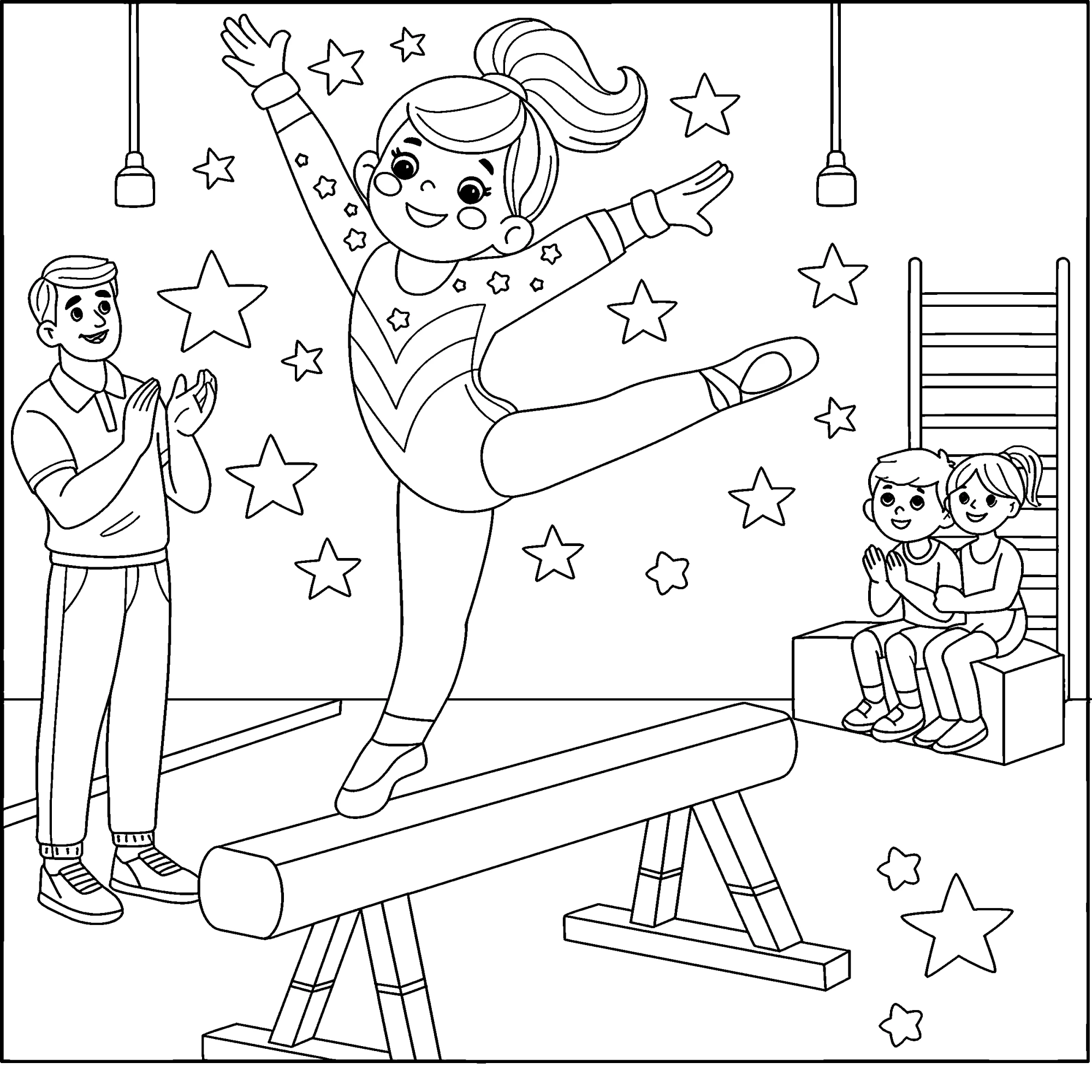 Гимнастка на перекладине для детей №16170. Популярные раскраски. Ассорти раскрасок для детей.