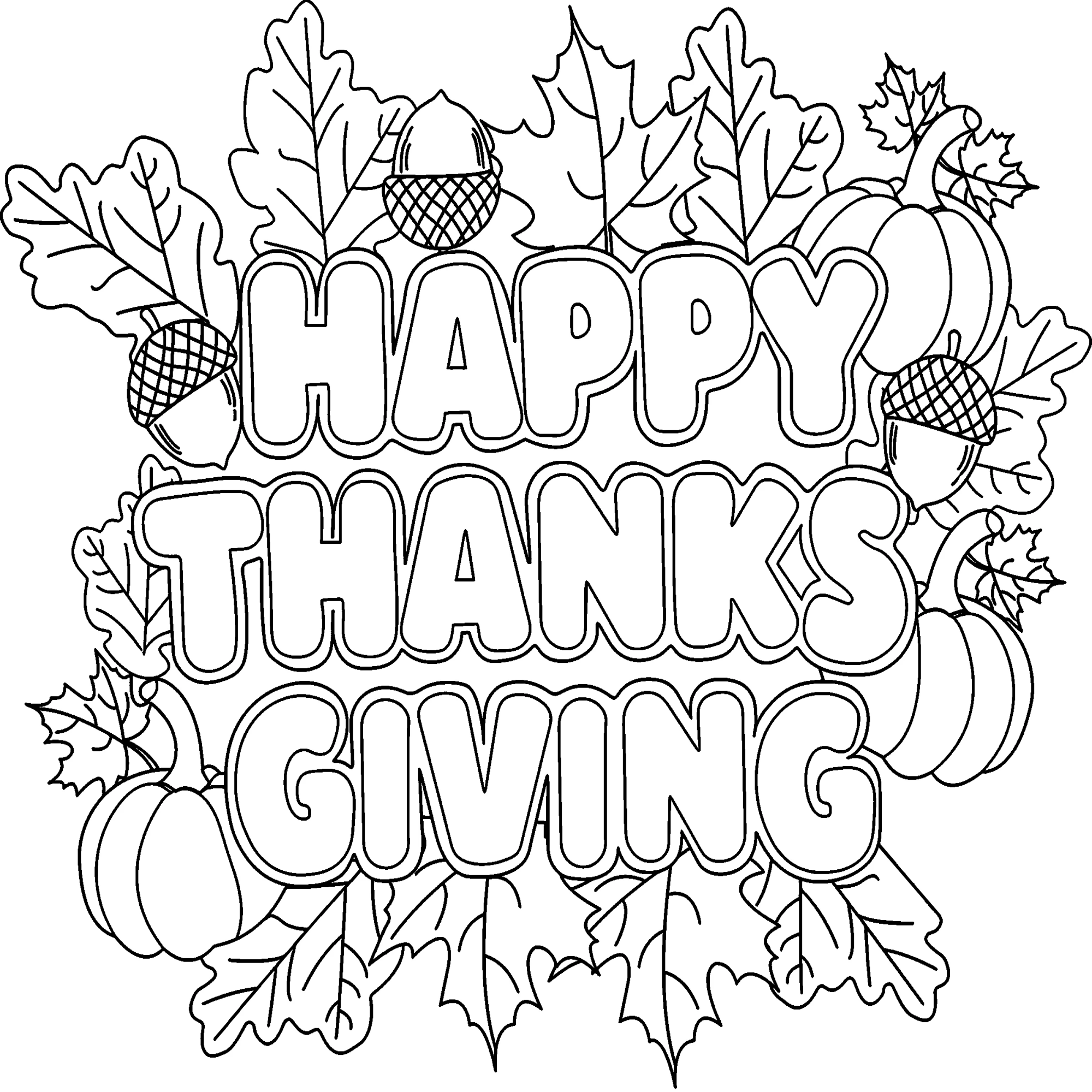 Happy Thanks giving: весёлые осенние мотивы №15577. Популярные раскраски. Ассорти раскрасок для детей.