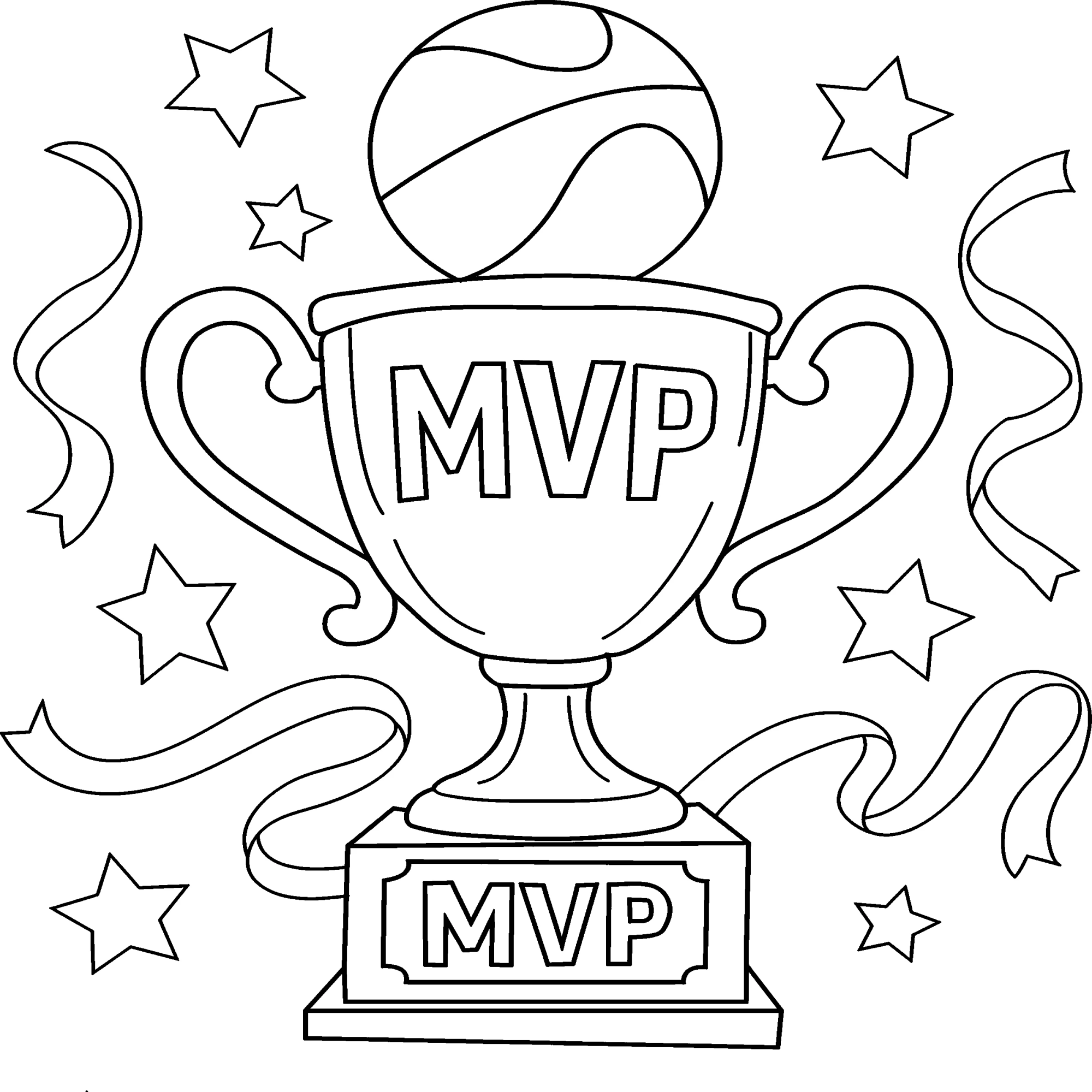 Трофей MVP для юного спортсмена №15979. Популярные раскраски. Ассорти раскрасок для детей.