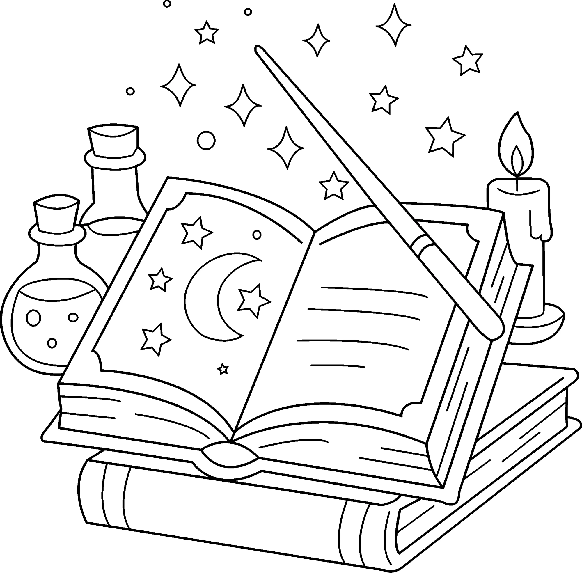 Волшебная книга с магией и звездами №15539. Популярные раскраски. Ассорти раскрасок для детей.