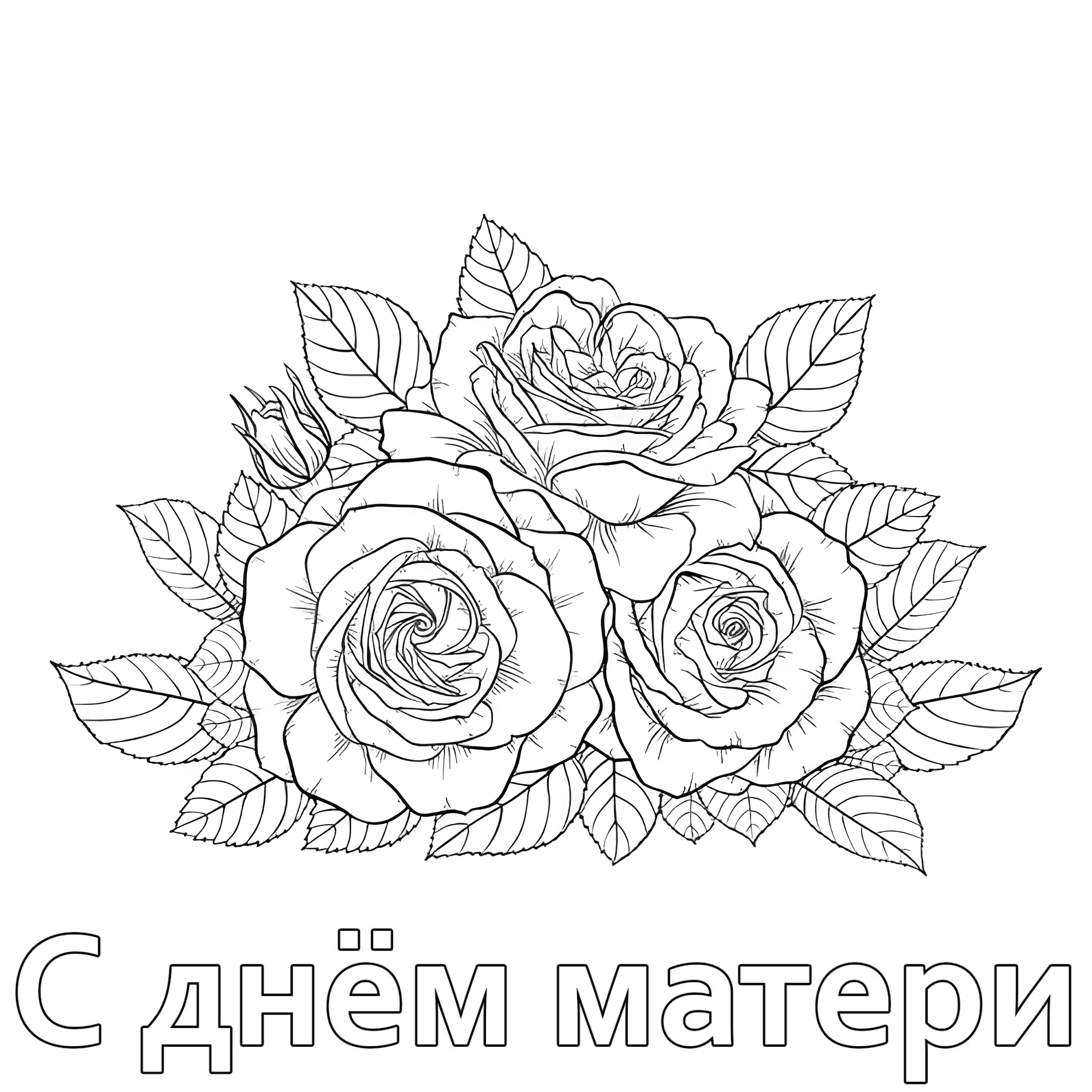 Три розы №14663. Праздничные и сезонные раскраски. День Матери.