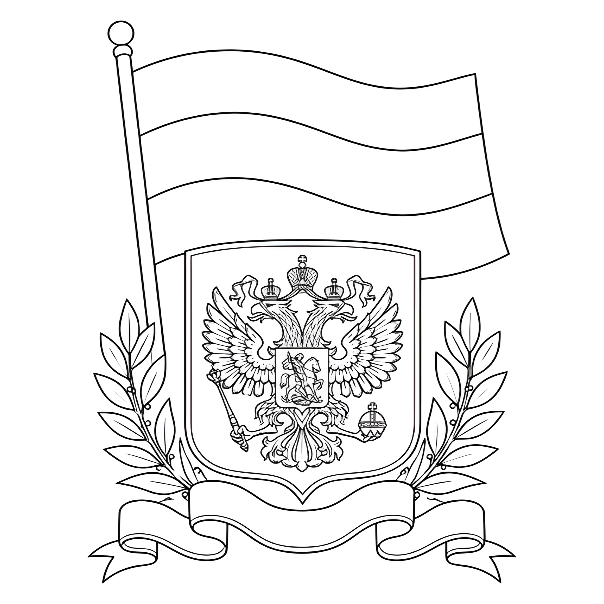 Герб и флаг России №14532. Праздничные и сезонные раскраски. День России.