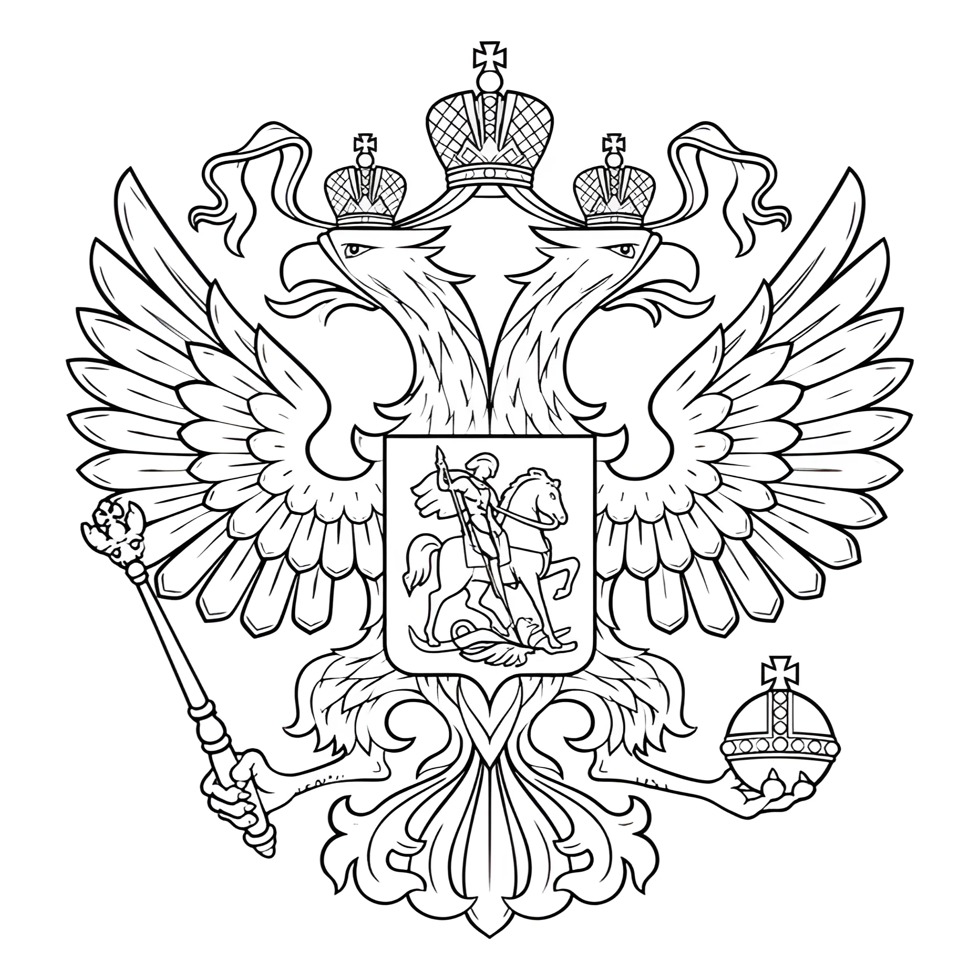 Герб России №14533. Праздничные и сезонные раскраски. День России.