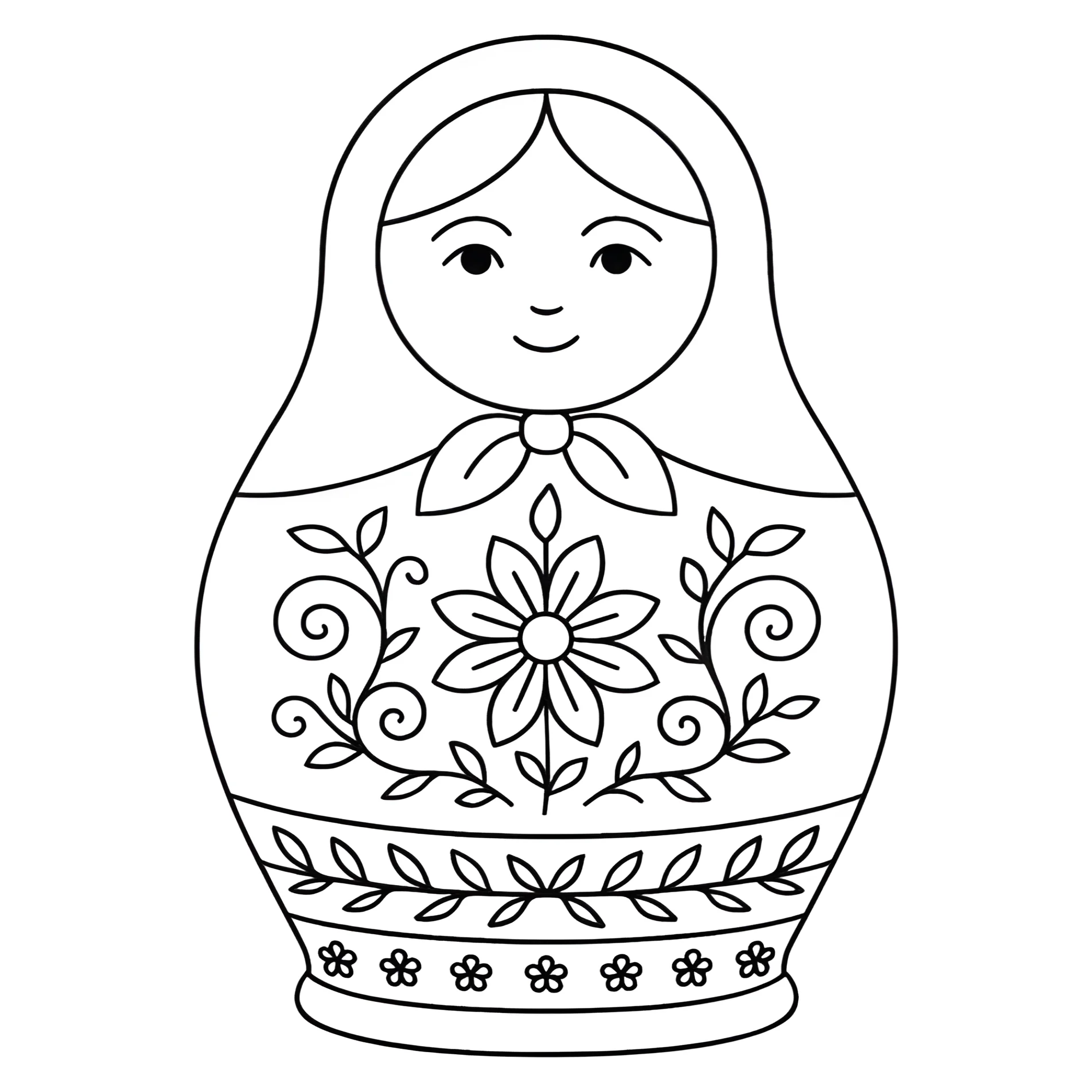 Матрёшка с цветочными узорами №14492. Праздничные и сезонные раскраски. День России.