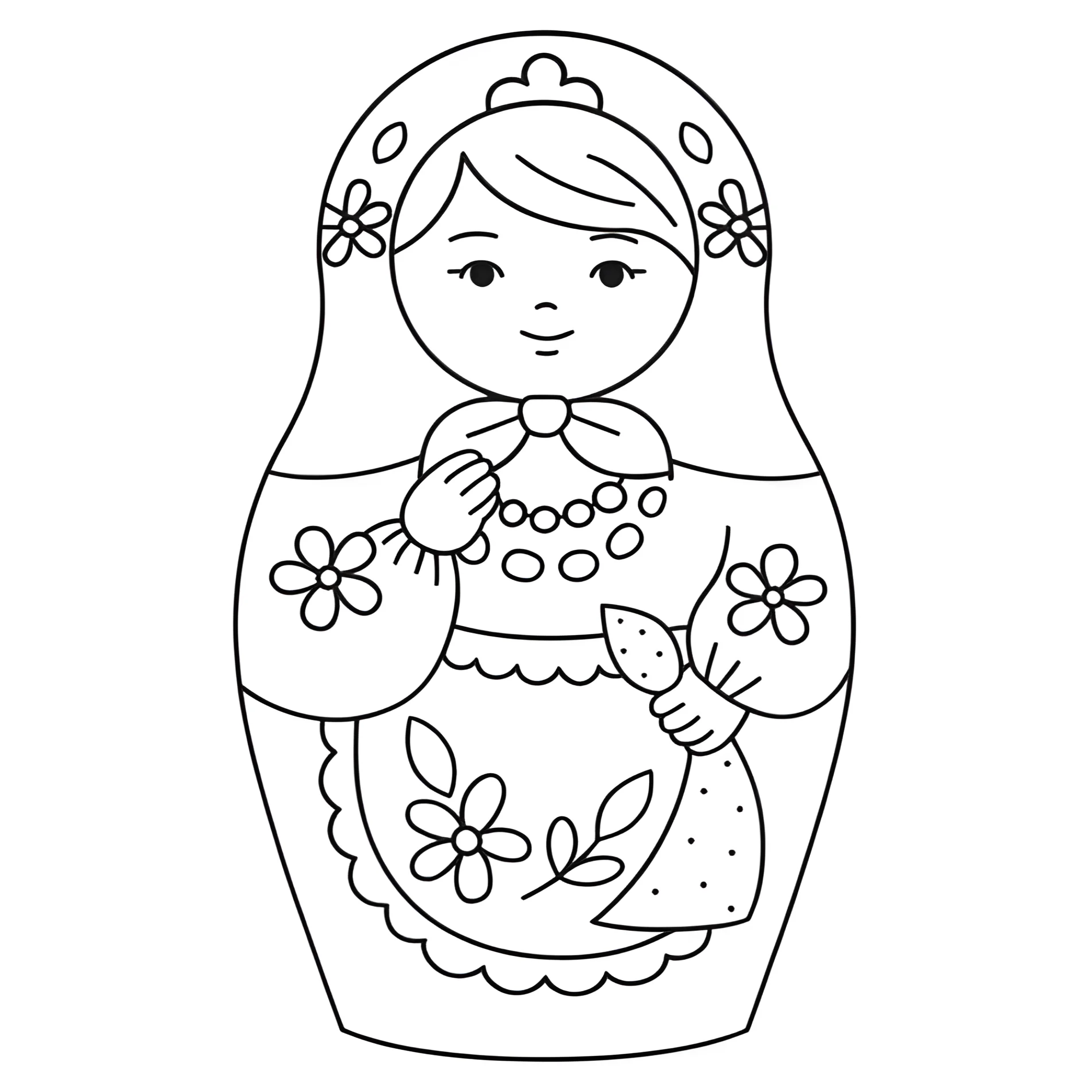 Матрёшка с платком №14488. Праздничные и сезонные раскраски. День России.