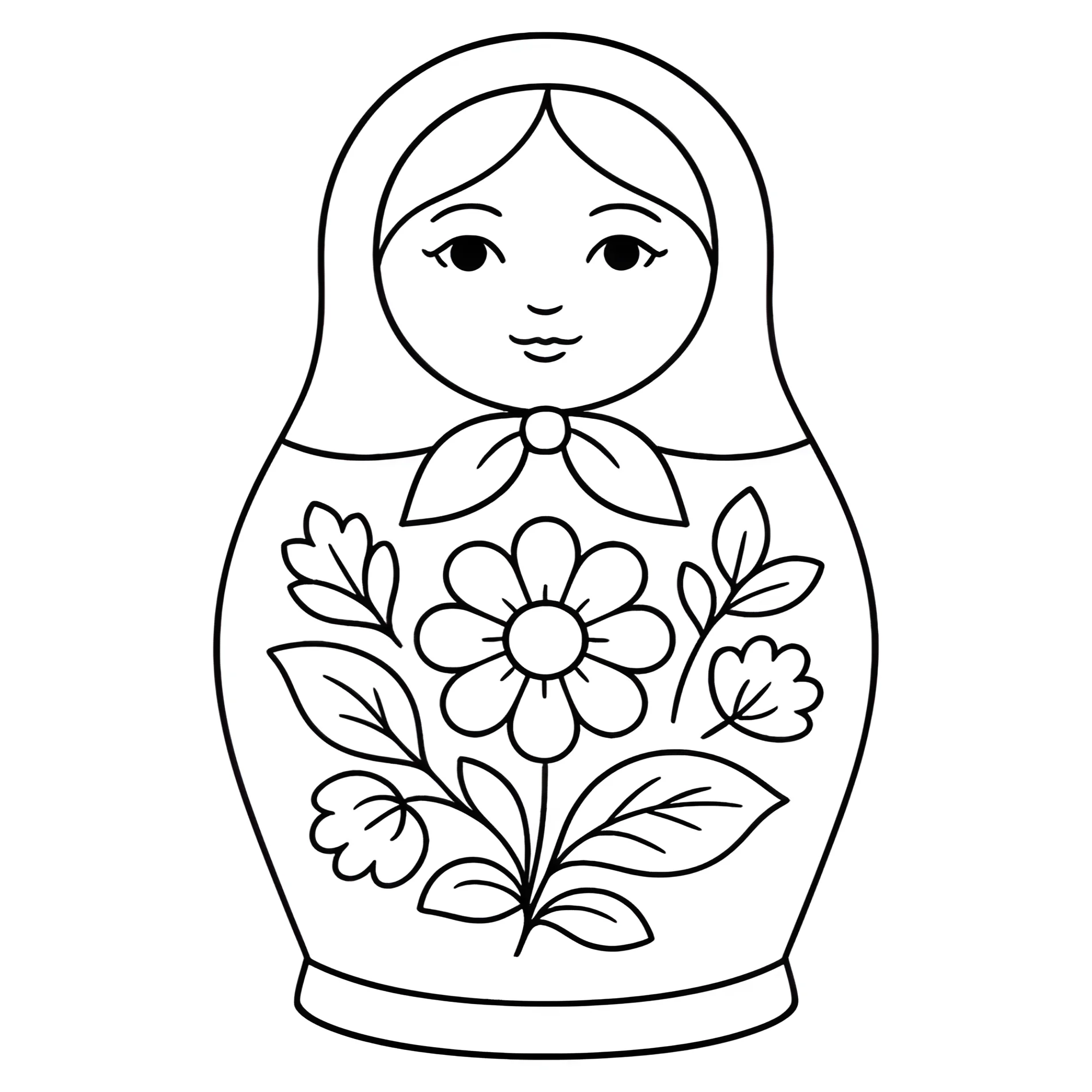 Матрёшка с ромашкой №14484. Праздничные и сезонные раскраски. День России.