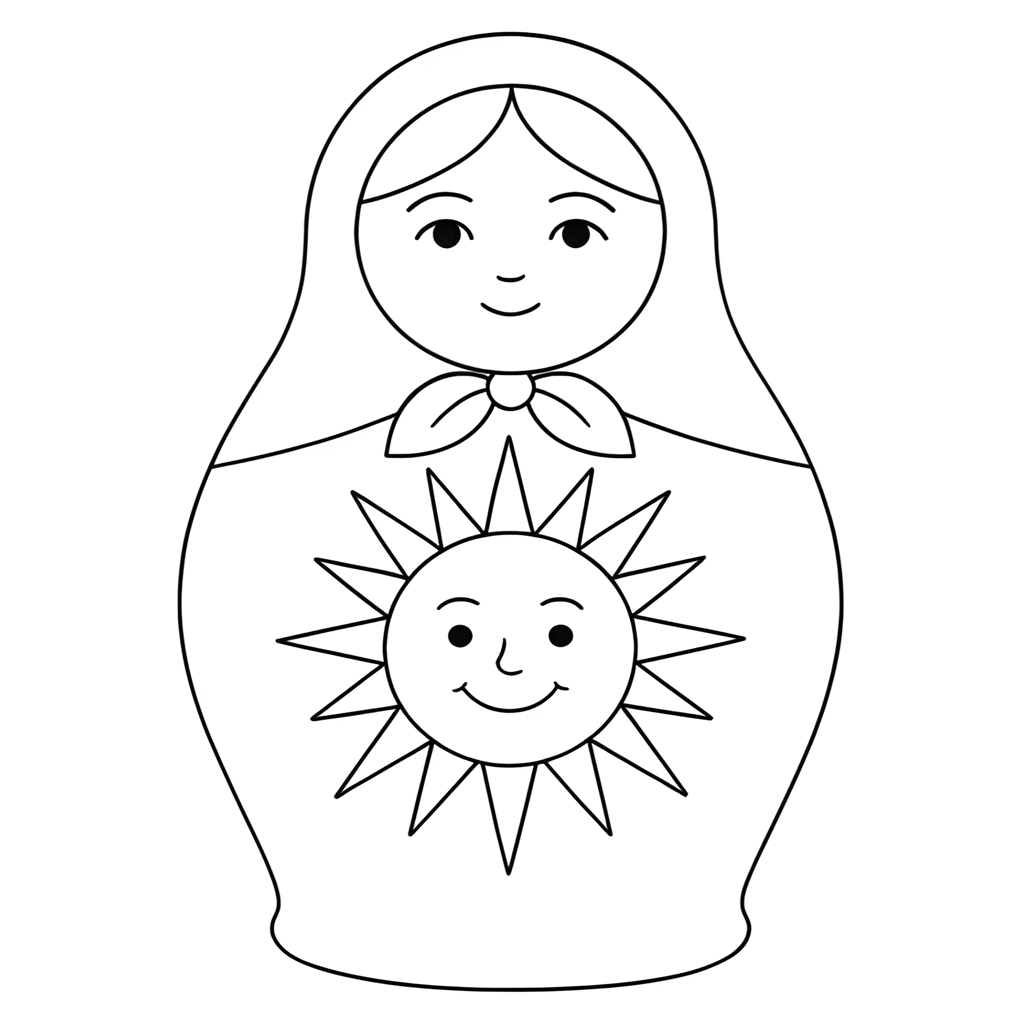 Матрёшка с солнышком №14486. Праздничные и сезонные раскраски. День России.
