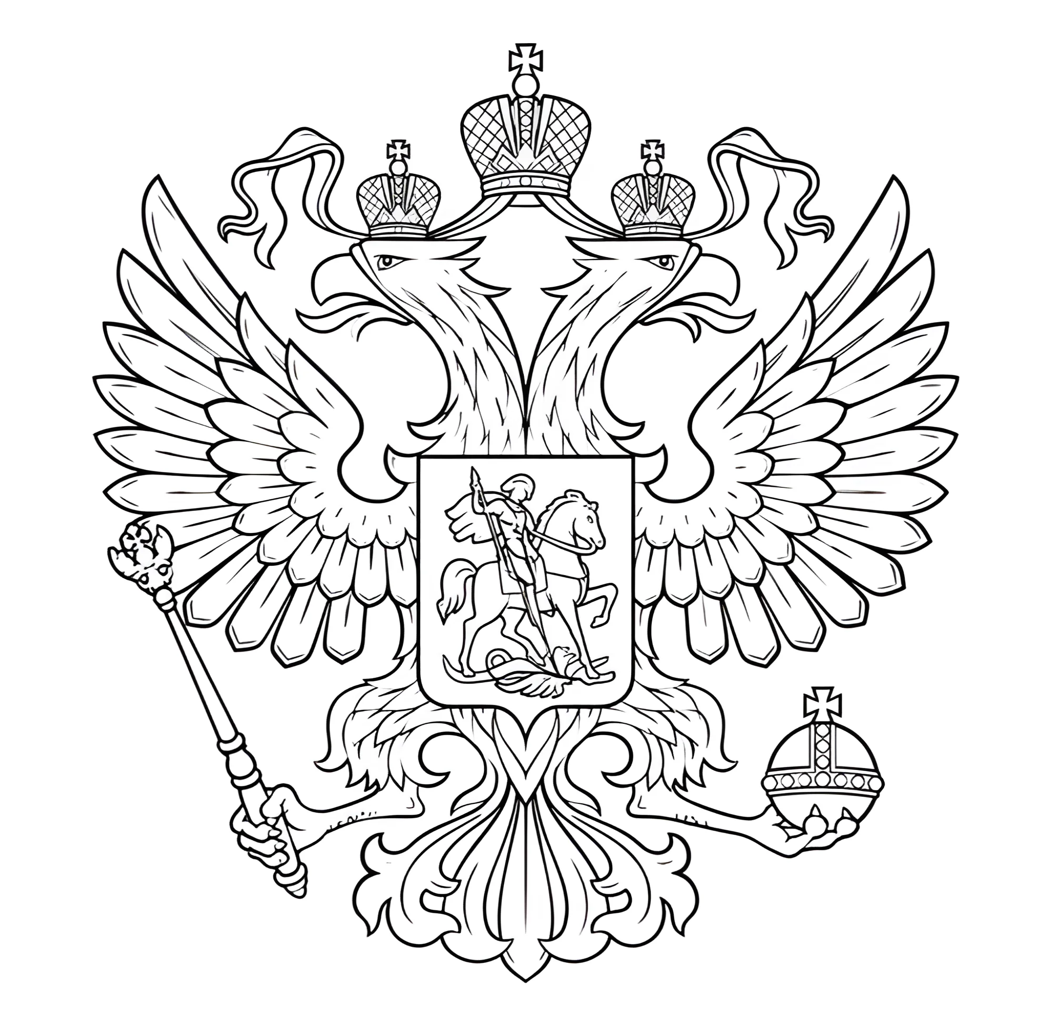 Герб России №14468. Праздничные и сезонные раскраски. День России.