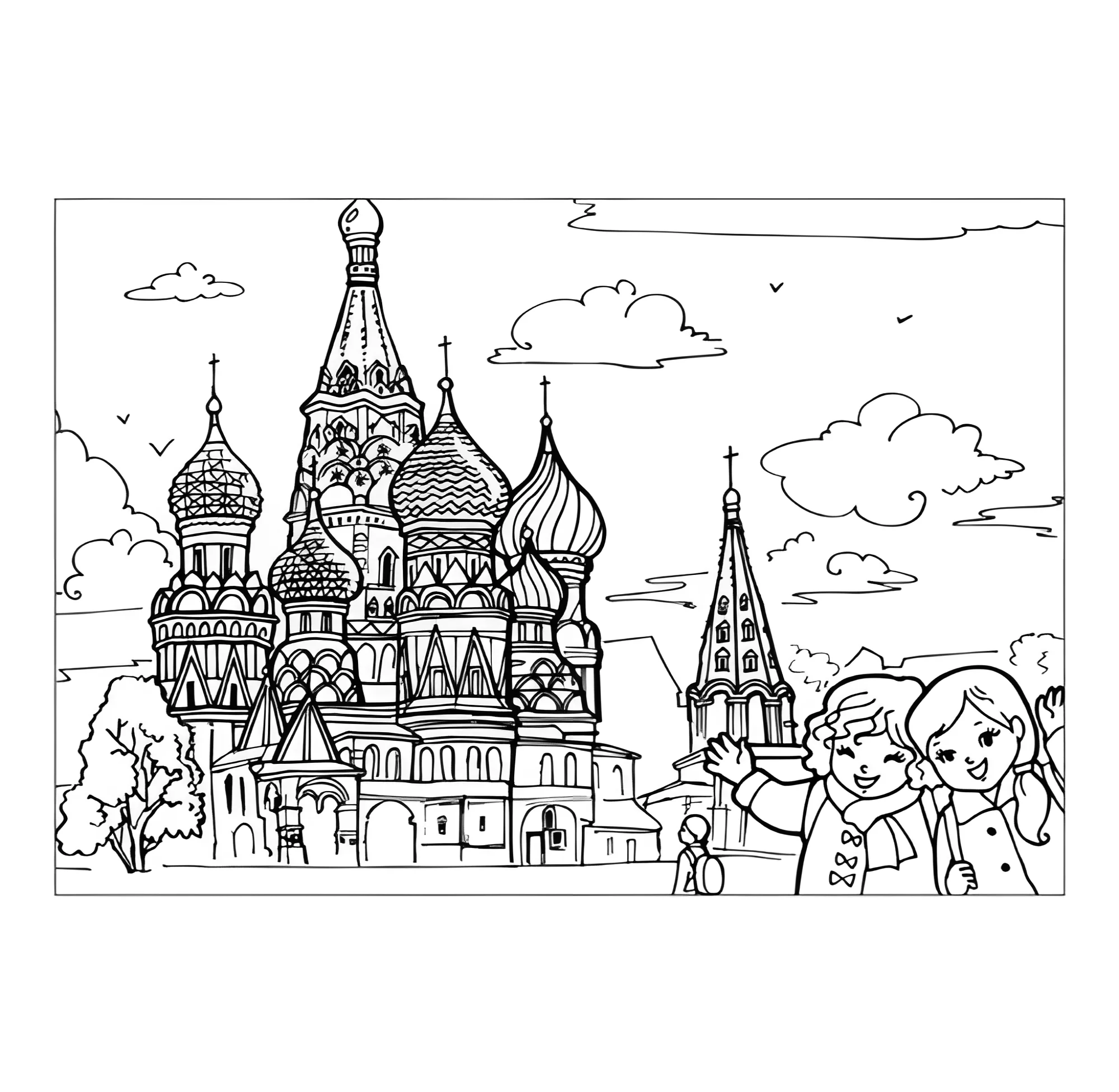 Храм Василия Блаженного №14476. Праздничные и сезонные раскраски. День России.