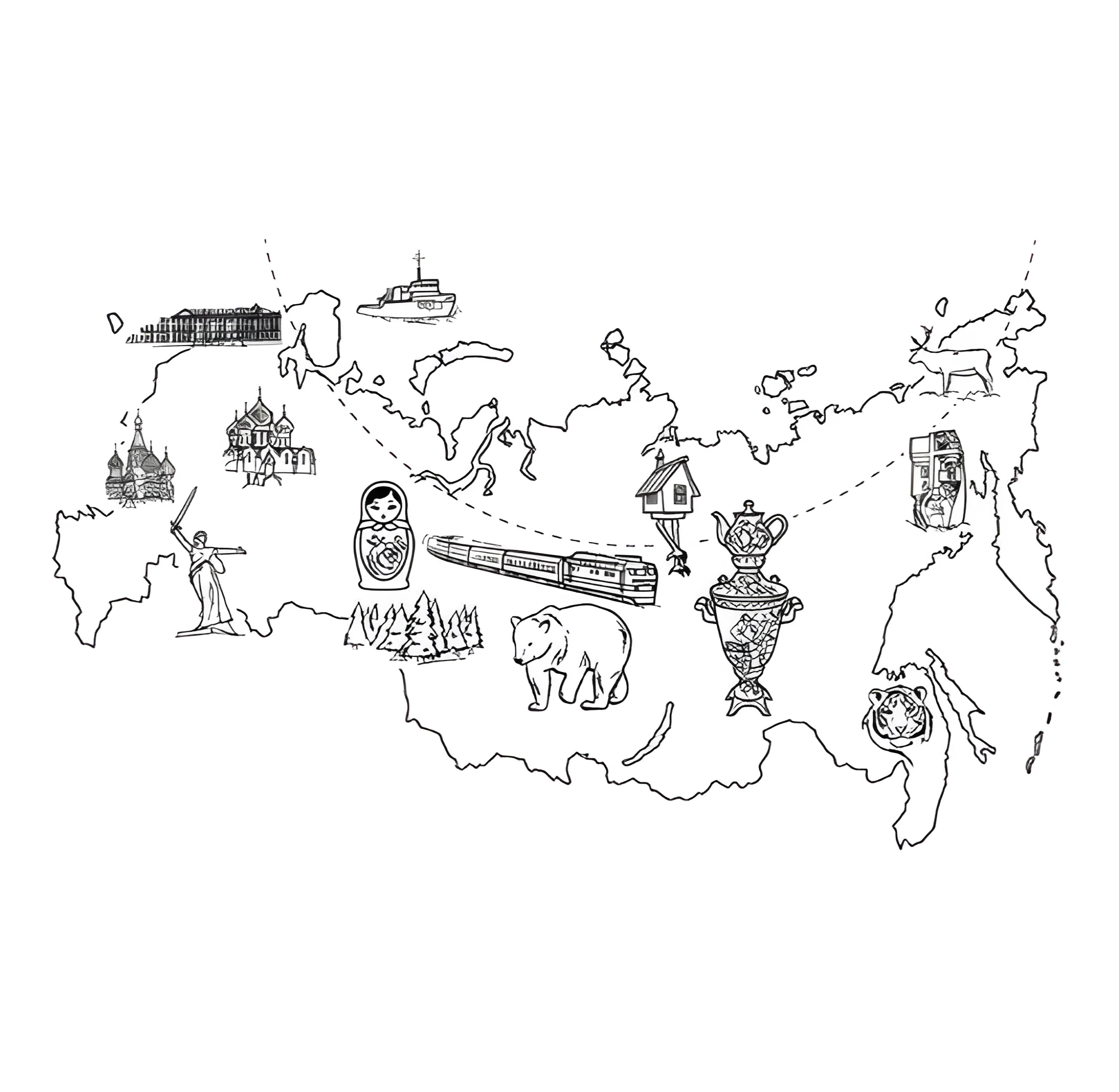 Карта России №14474. Праздничные и сезонные раскраски. День России.