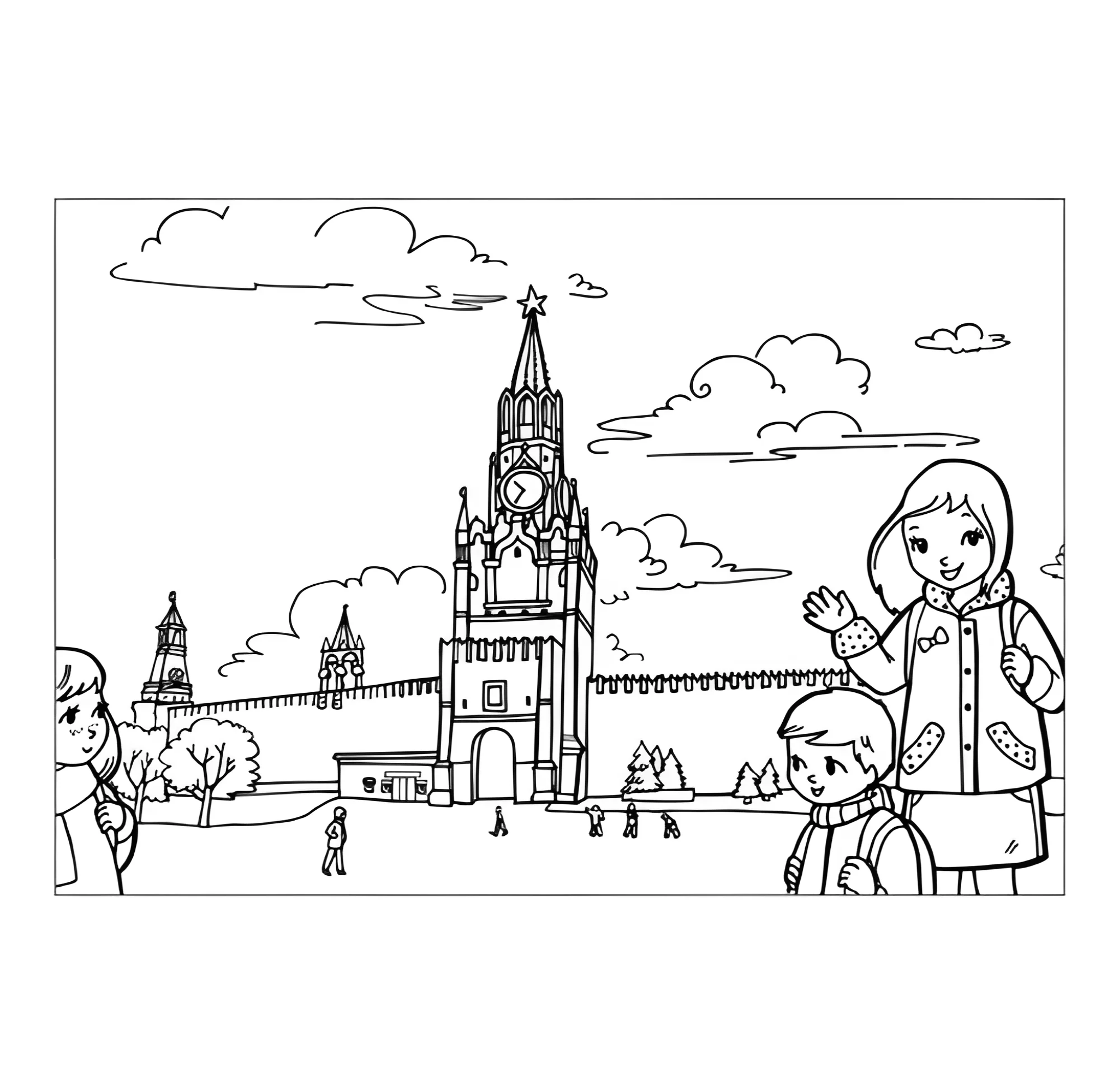 Кремль №14475. Праздничные и сезонные раскраски. День России.
