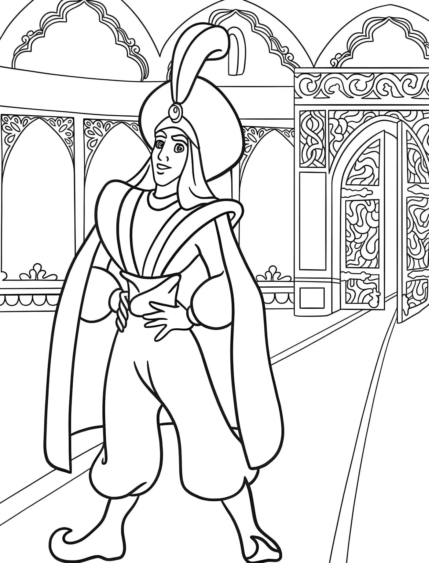 Аладдин в роскошных одеждах у дворца №10859. Принцессы. Принцесса Жасмин (Aladdin).