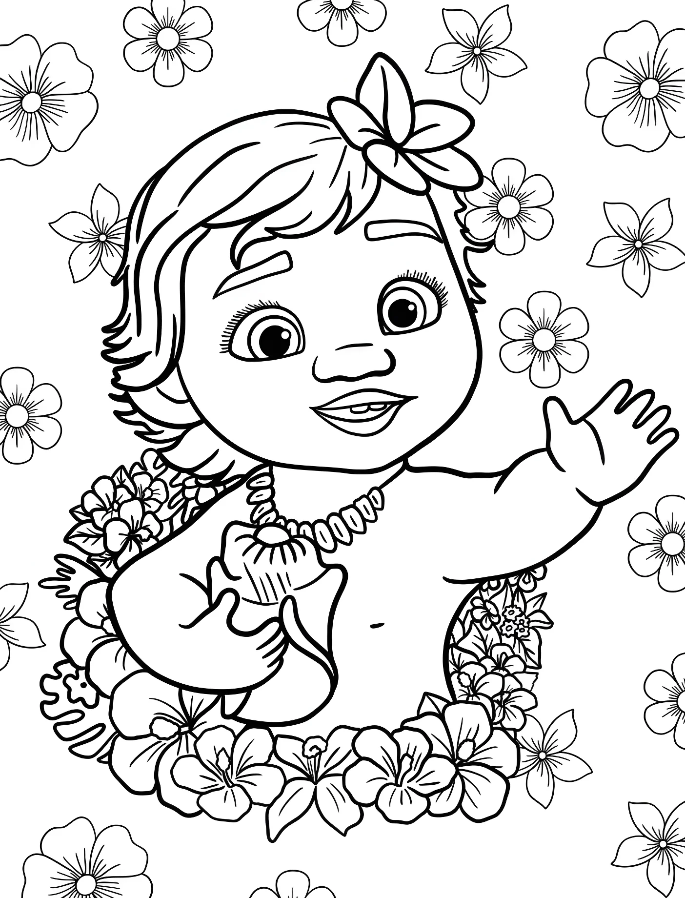 Милая Моана с цветами №11121. Принцессы. Моана (Moana).