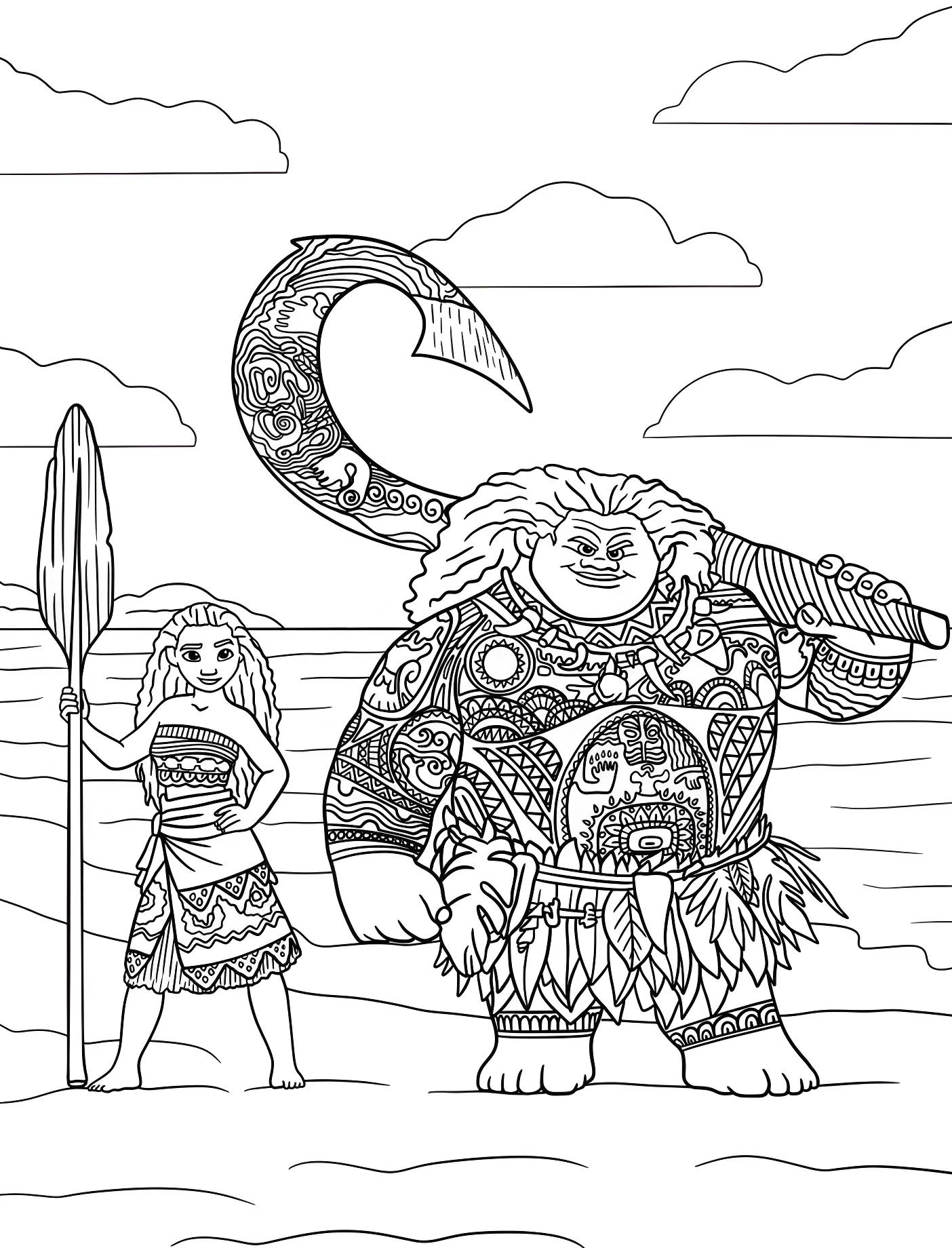Моана и Мауи на пляже №11129. Принцессы. Моана (Moana).
