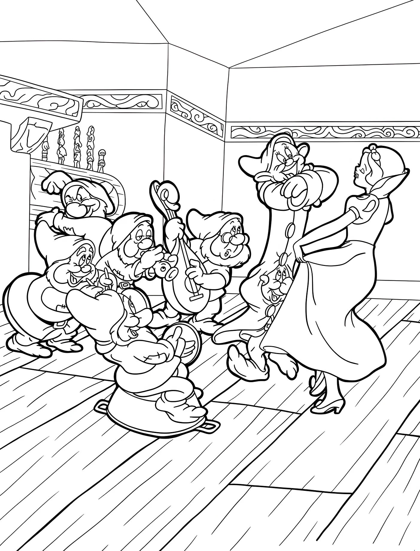 Белоснежка и гномы весело танцуют №11420. Принцессы. Белоснежка (Snow White).