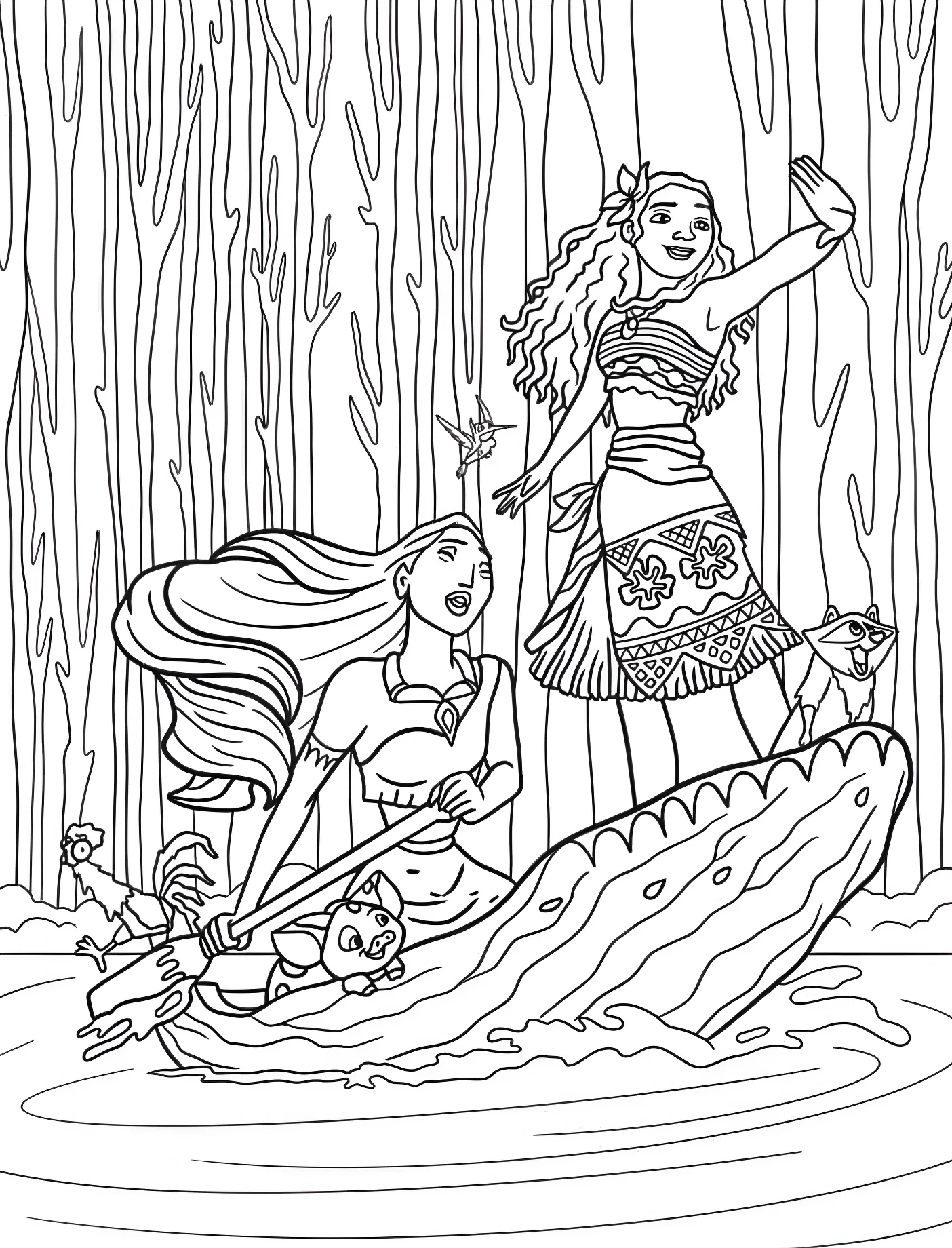 Мулан и Покахонтас на каноэ №11197. Принцессы. Покахонтас (Pocahontas).