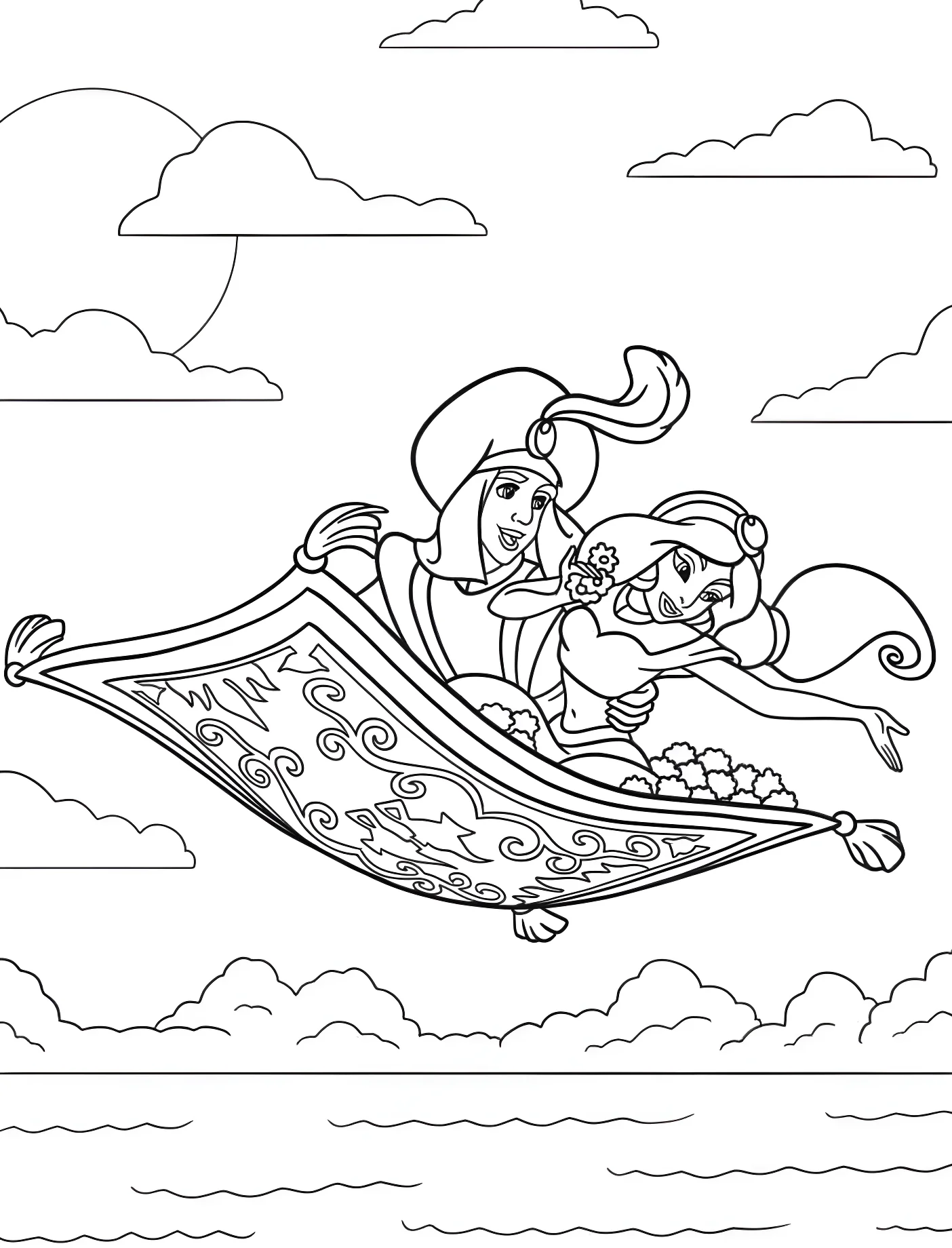 Джасмин и Алладин на волшебном ковре №10876. Принцессы. Принцесса Жасмин (Aladdin).