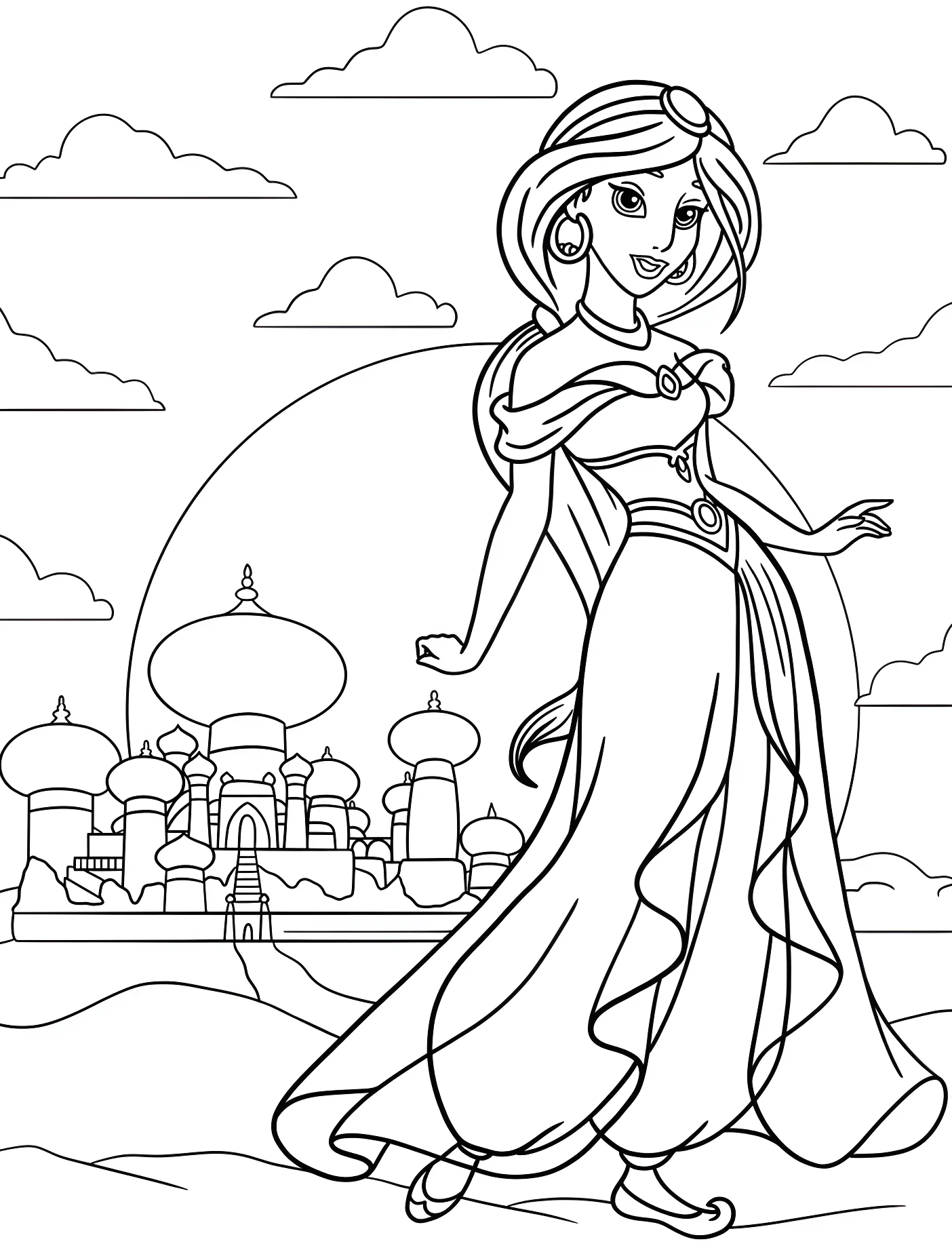 Принцесса Жасмин у дворца №11017. Принцессы. Принцессы Disney (Disney Princess).