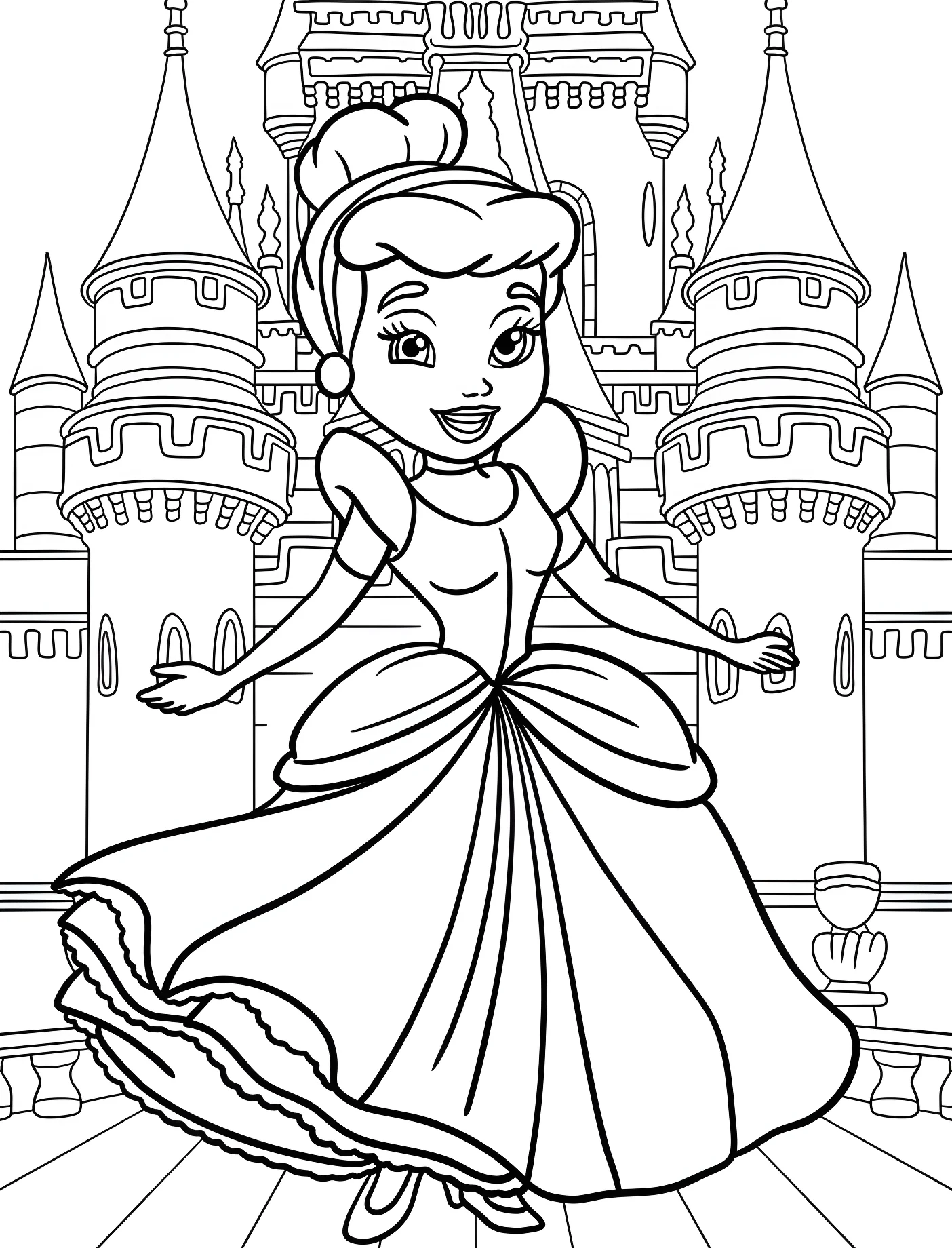 Принцесса Золушка перед замком №10994. Принцессы. Золушка (Cinderella).