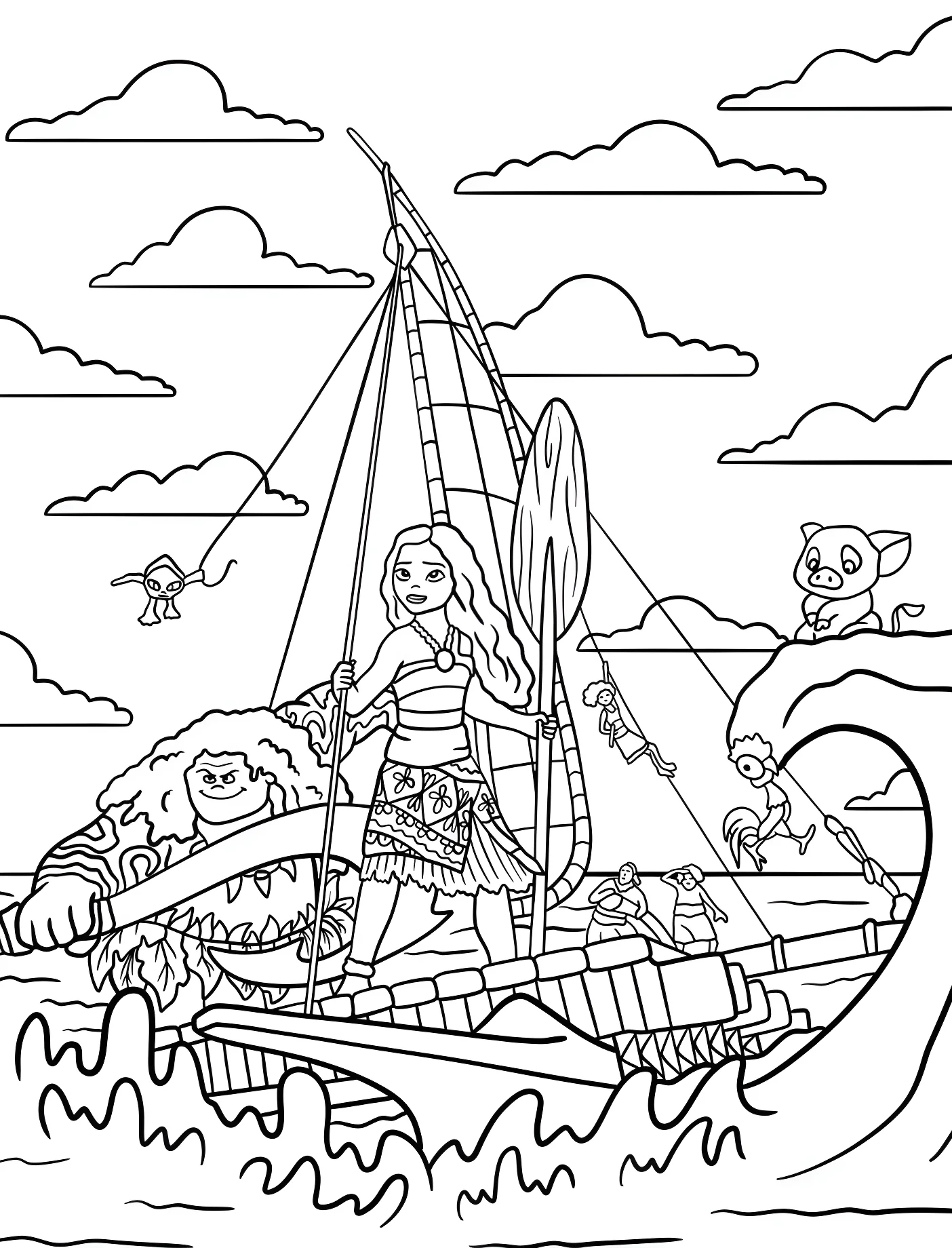 Моана и Мауи на корабле №11152. Принцессы. Моана (Moana).