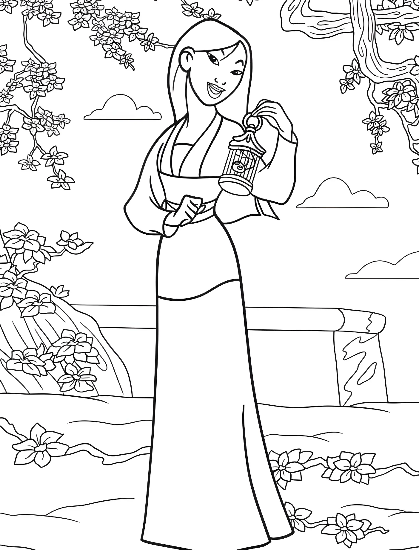 Мулан с цикадой в клетке №11185. Принцессы. Мулан (Mulan).