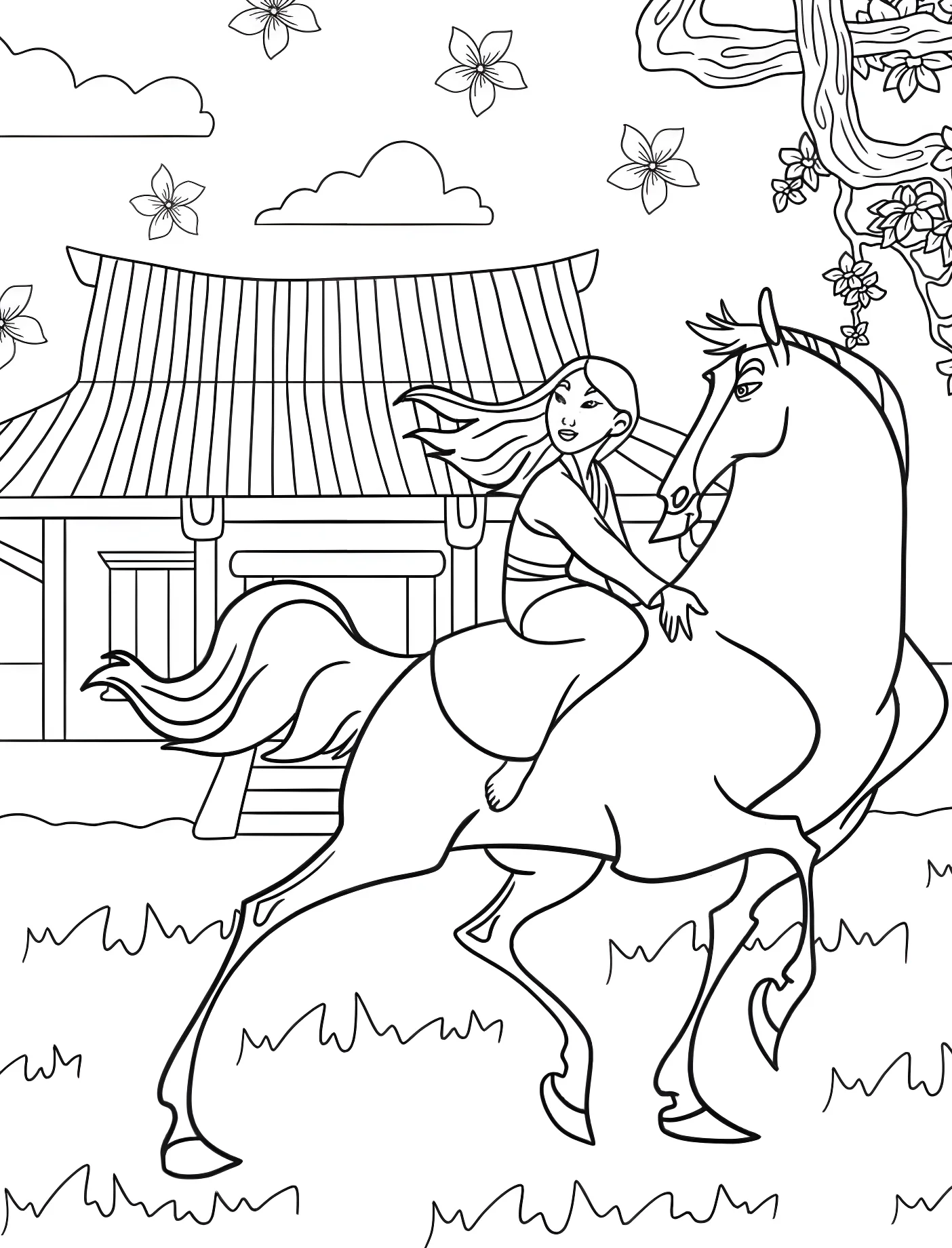 Мулан и конь Хан на скаку №11188. Принцессы. Мулан (Mulan).