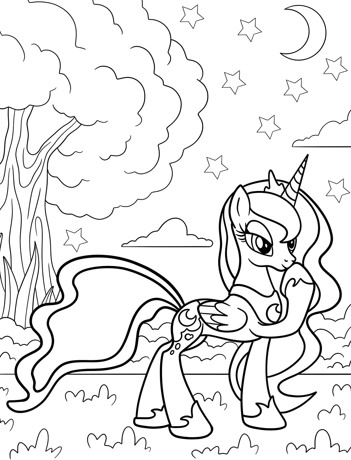Принцесса Луна в ночном лесу №11291. Принцессы. Принцесса Луна (My Little Pony).