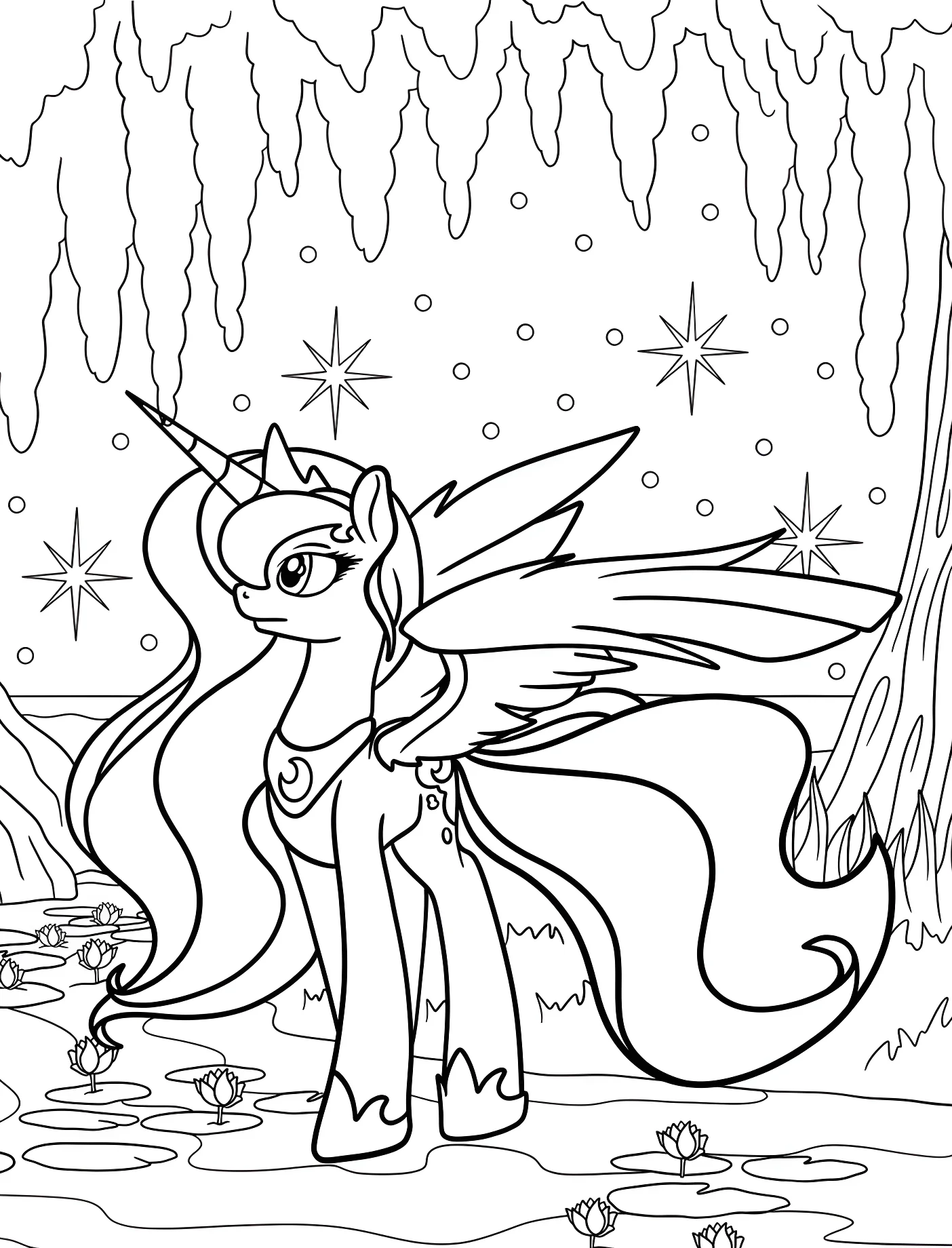 Принцесса Луна стоит в волшебном лесу №11293. Принцессы. Принцесса Луна (My Little Pony).