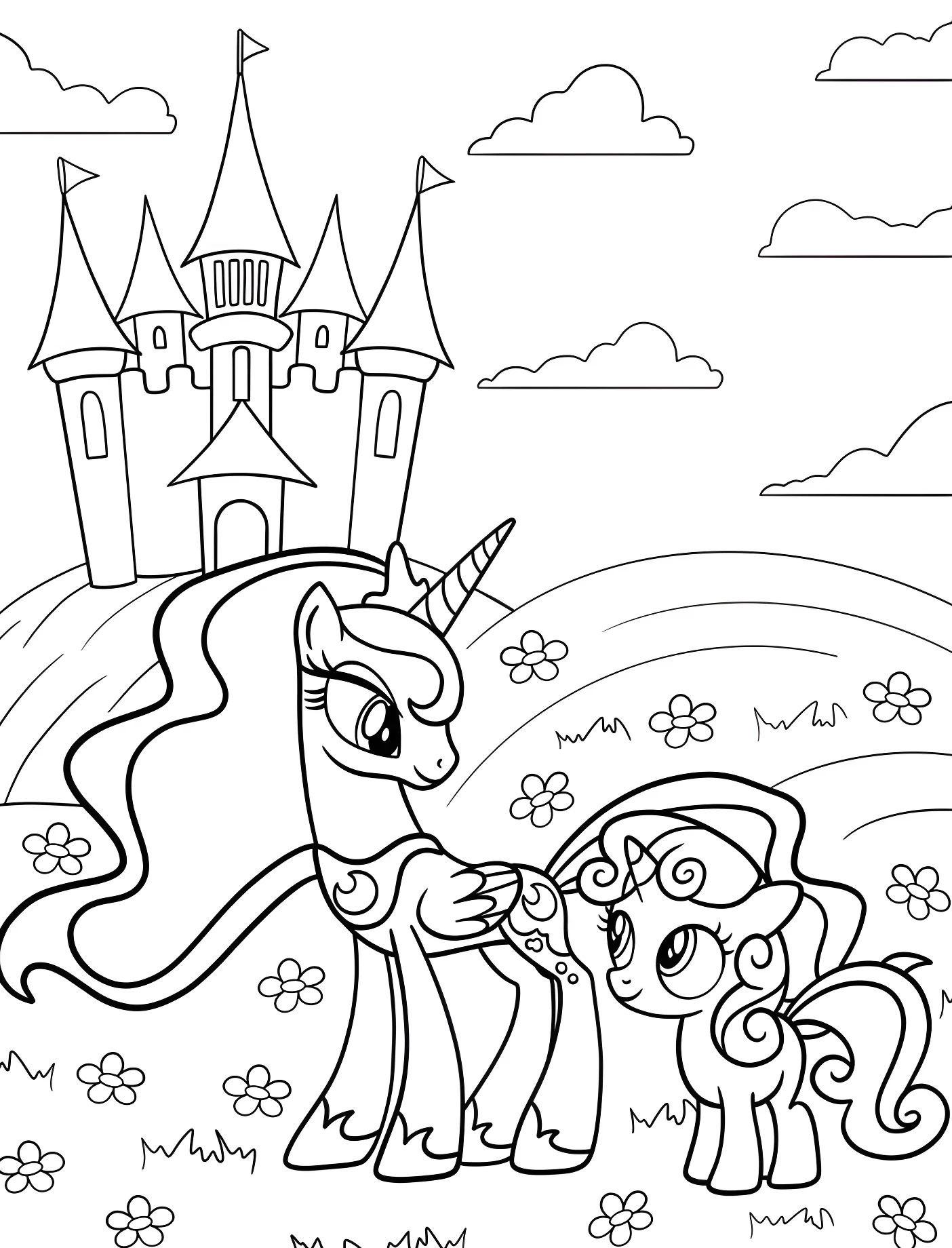 Принцесса Луна и пони в поле цветов №11294. Принцессы. Принцесса Луна (My Little Pony).