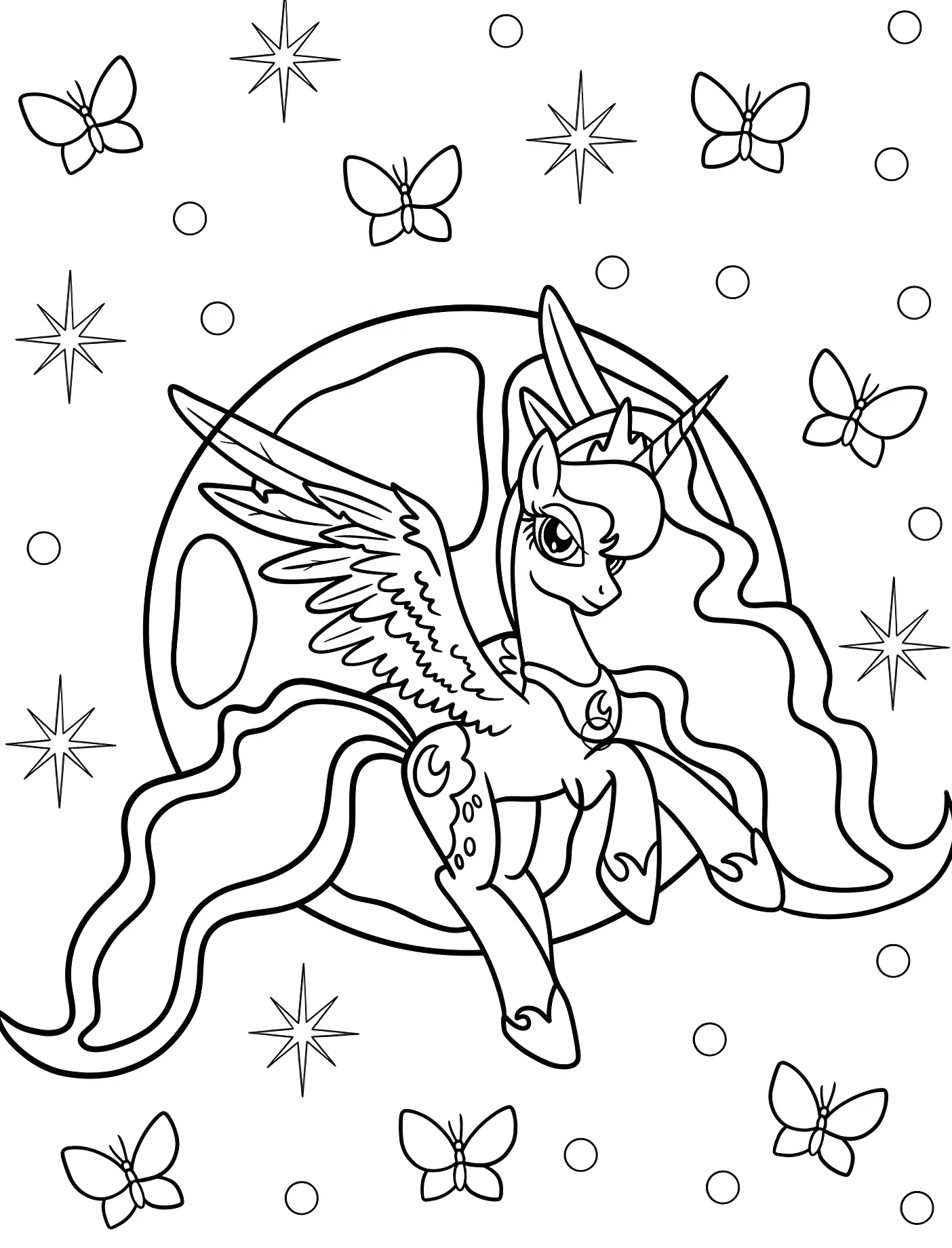 Принцесса Луна среди звезд и бабочек №11295. Принцессы. Принцесса Луна (My Little Pony).