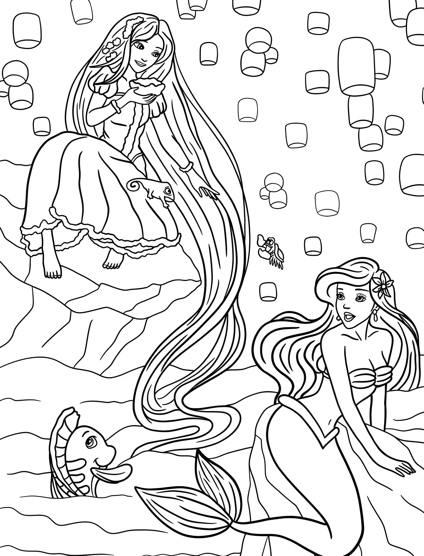 Принцесса Рапунцель и Ариэль №11027. Принцессы. Принцессы Disney (Disney Princess).