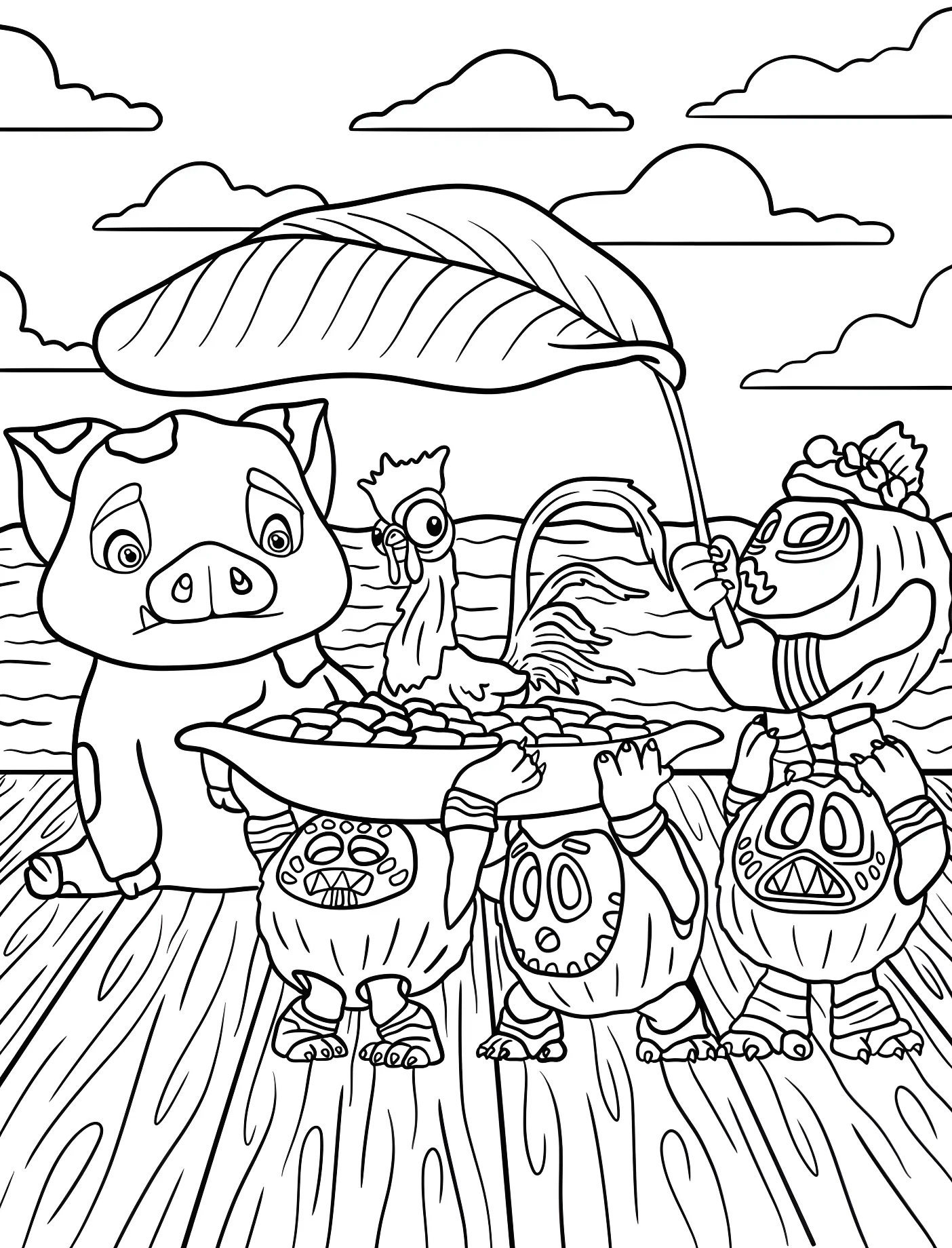 Пуа наблюдает за какаморами с Heihei №11164. Принцессы. Моана (Moana).