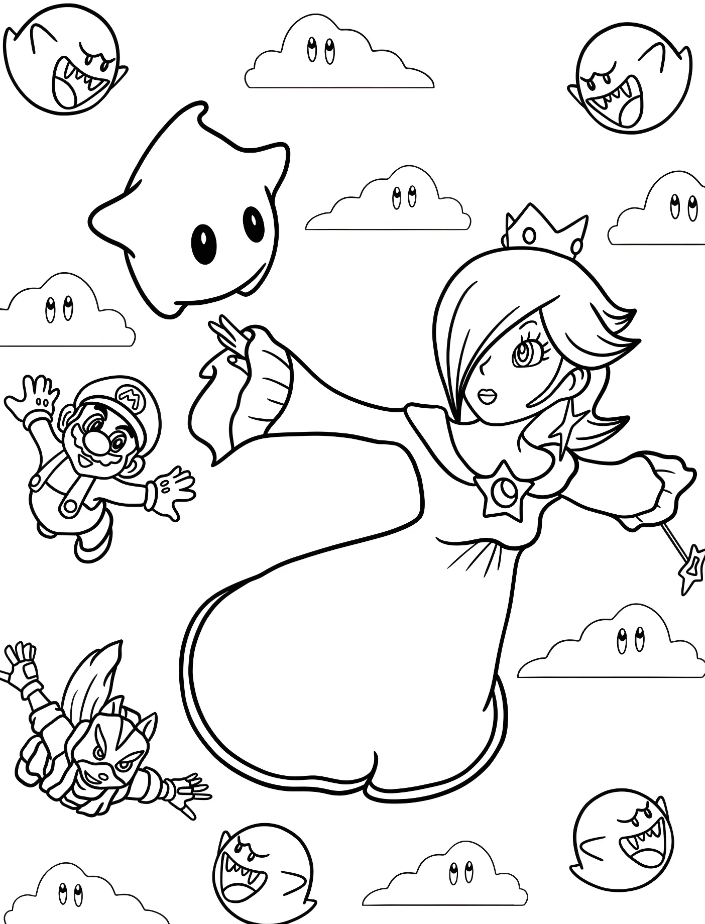 Розалина летит в небе с Лумой и Марио №11338. Принцессы. Розалина (Super Mario).