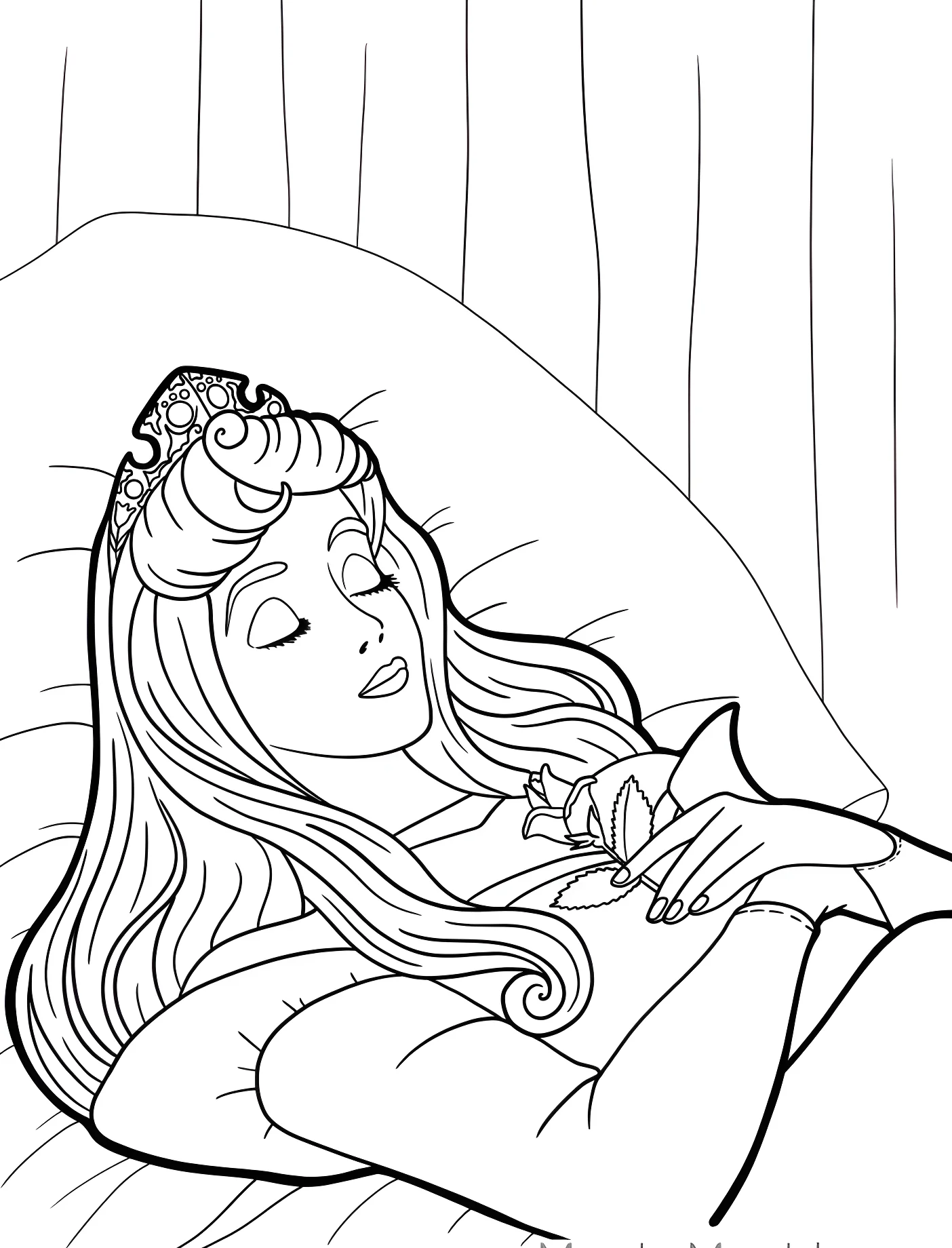 Спящая красавица в постели №11401. Принцессы. Спящая красавица (Sleeping Beauty).